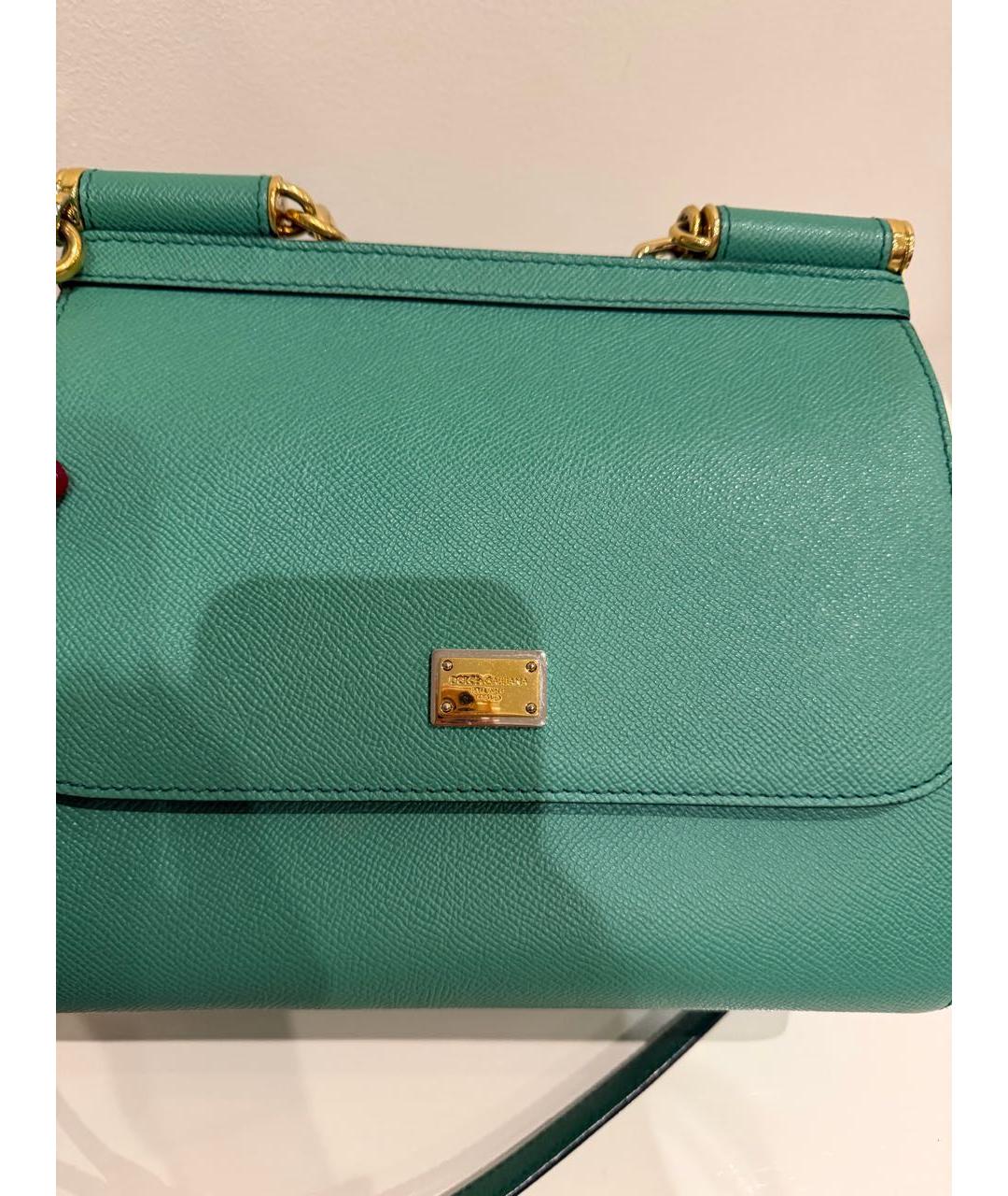 DOLCE&GABBANA Зеленая кожаная сумка с короткими ручками, фото 6