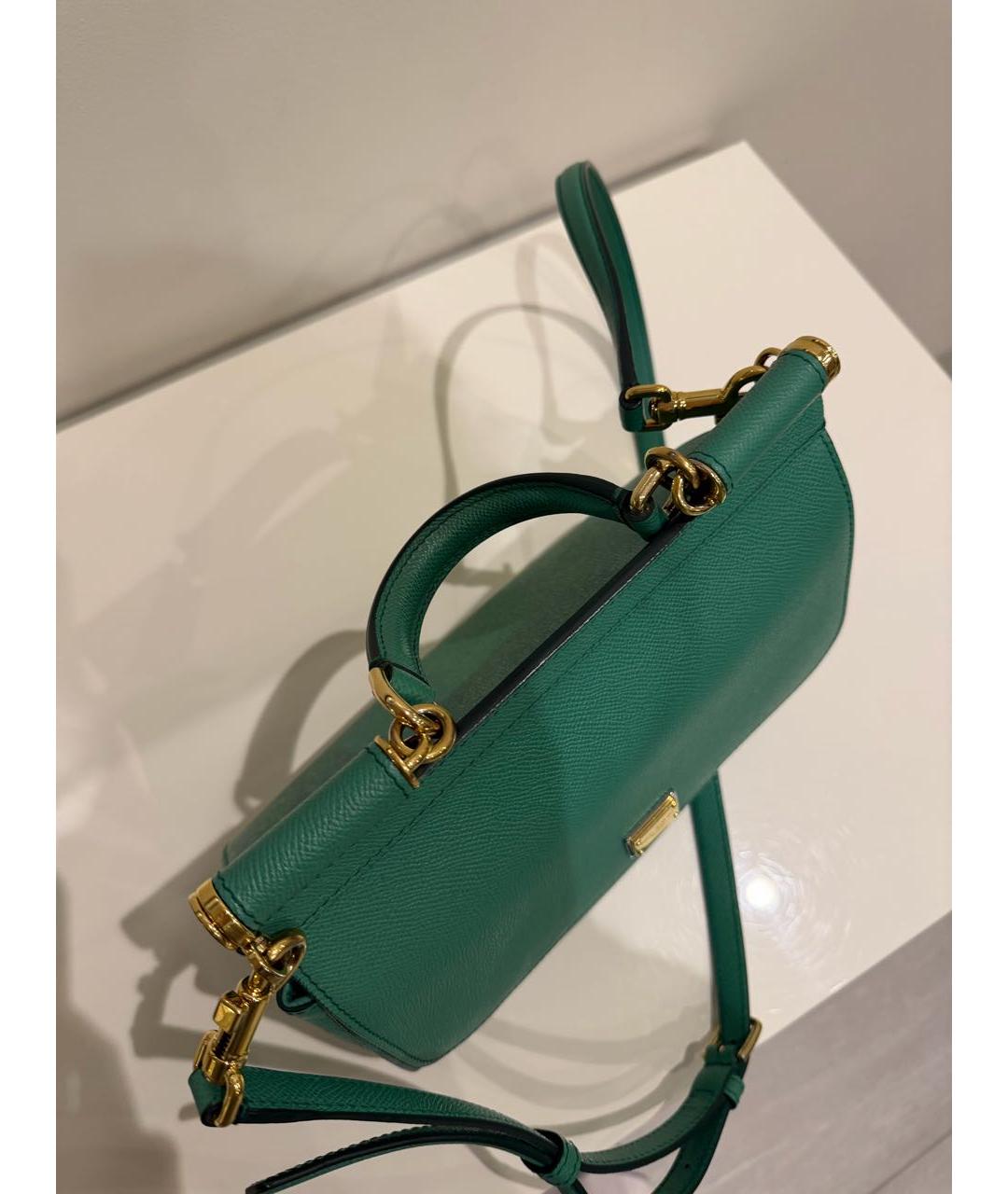 DOLCE&GABBANA Зеленая кожаная сумка с короткими ручками, фото 7