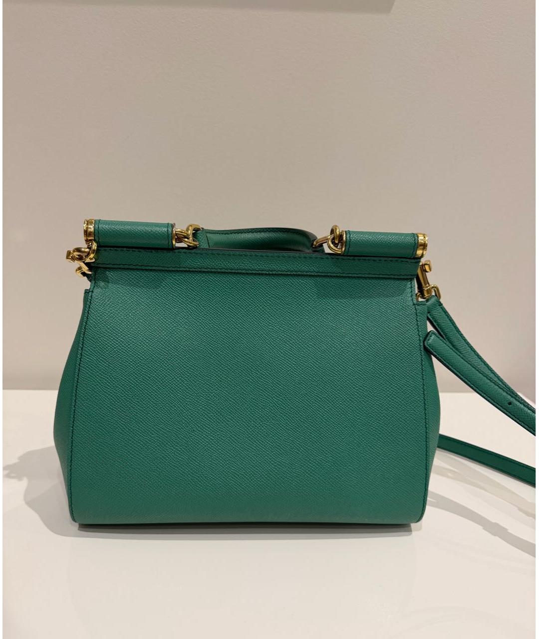 DOLCE&GABBANA Зеленая кожаная сумка с короткими ручками, фото 2