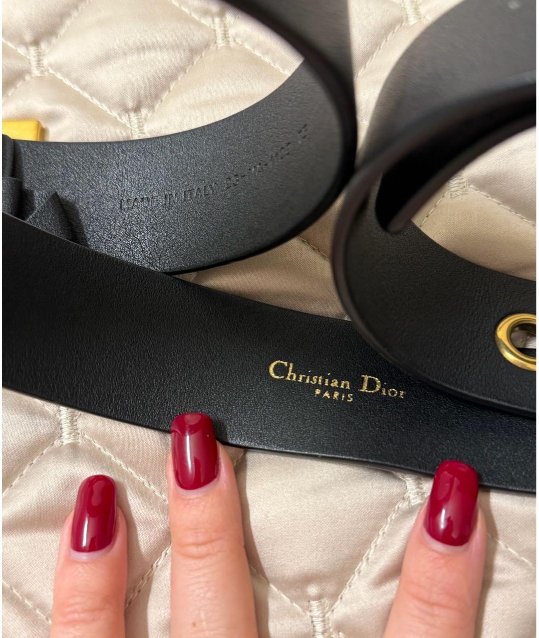 CHRISTIAN DIOR Черный кожаный ремень, фото 3