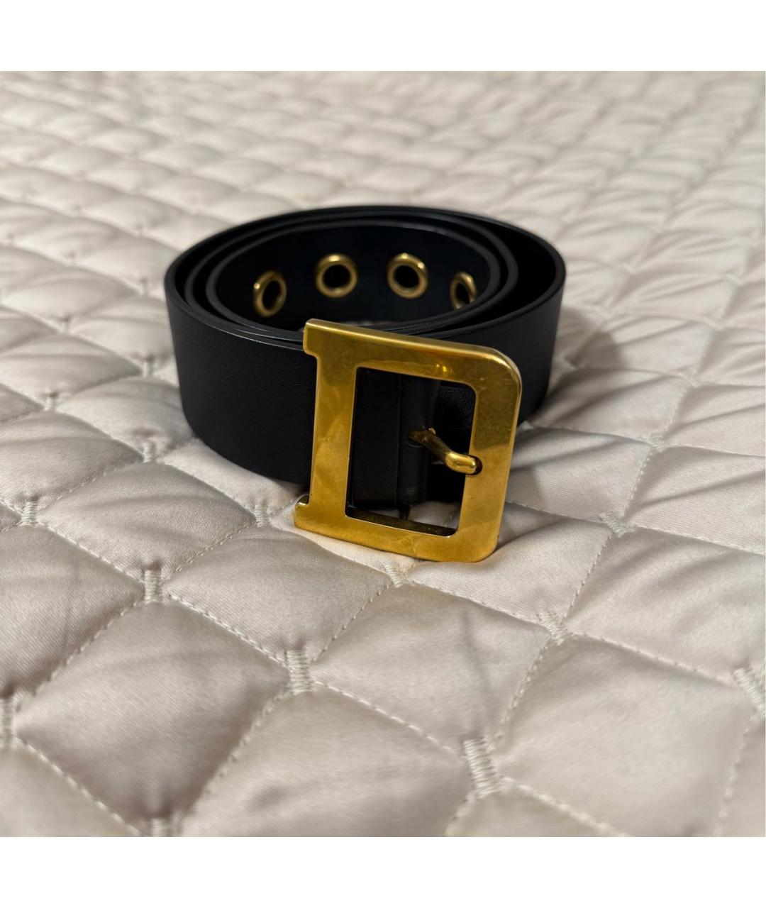 CHRISTIAN DIOR Черный кожаный ремень, фото 5