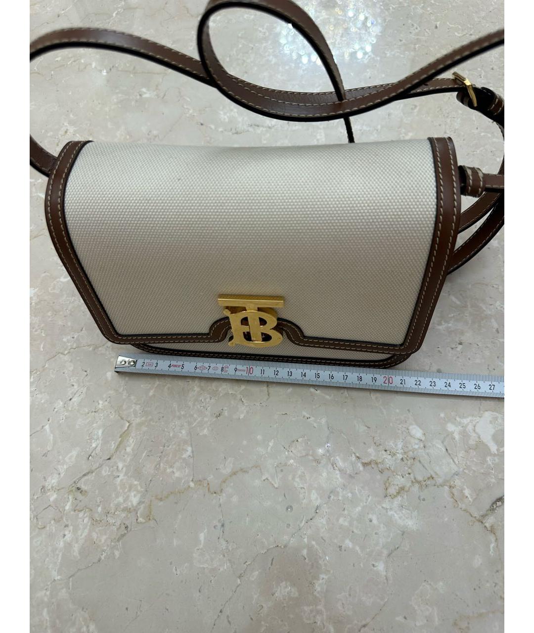 BURBERRY Бежевая тканевая сумка через плечо, фото 5