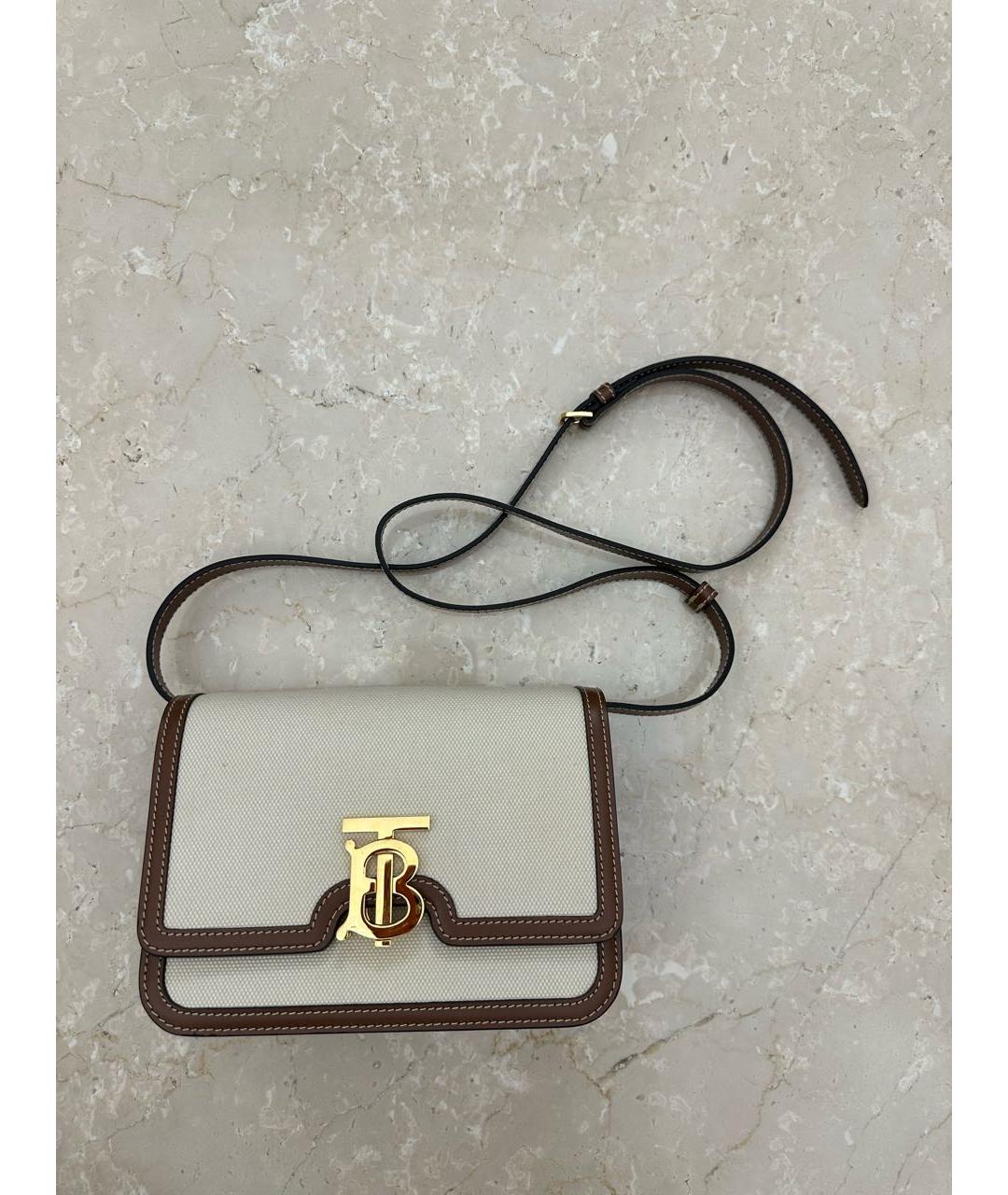 BURBERRY Бежевая тканевая сумка через плечо, фото 2