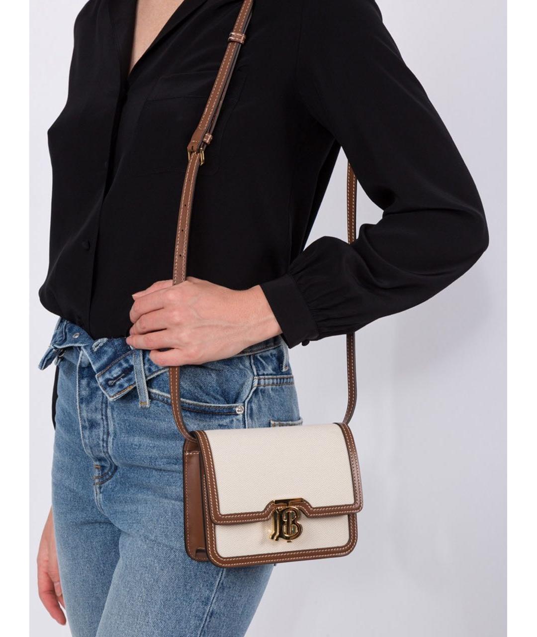 BURBERRY Бежевая тканевая сумка через плечо, фото 8