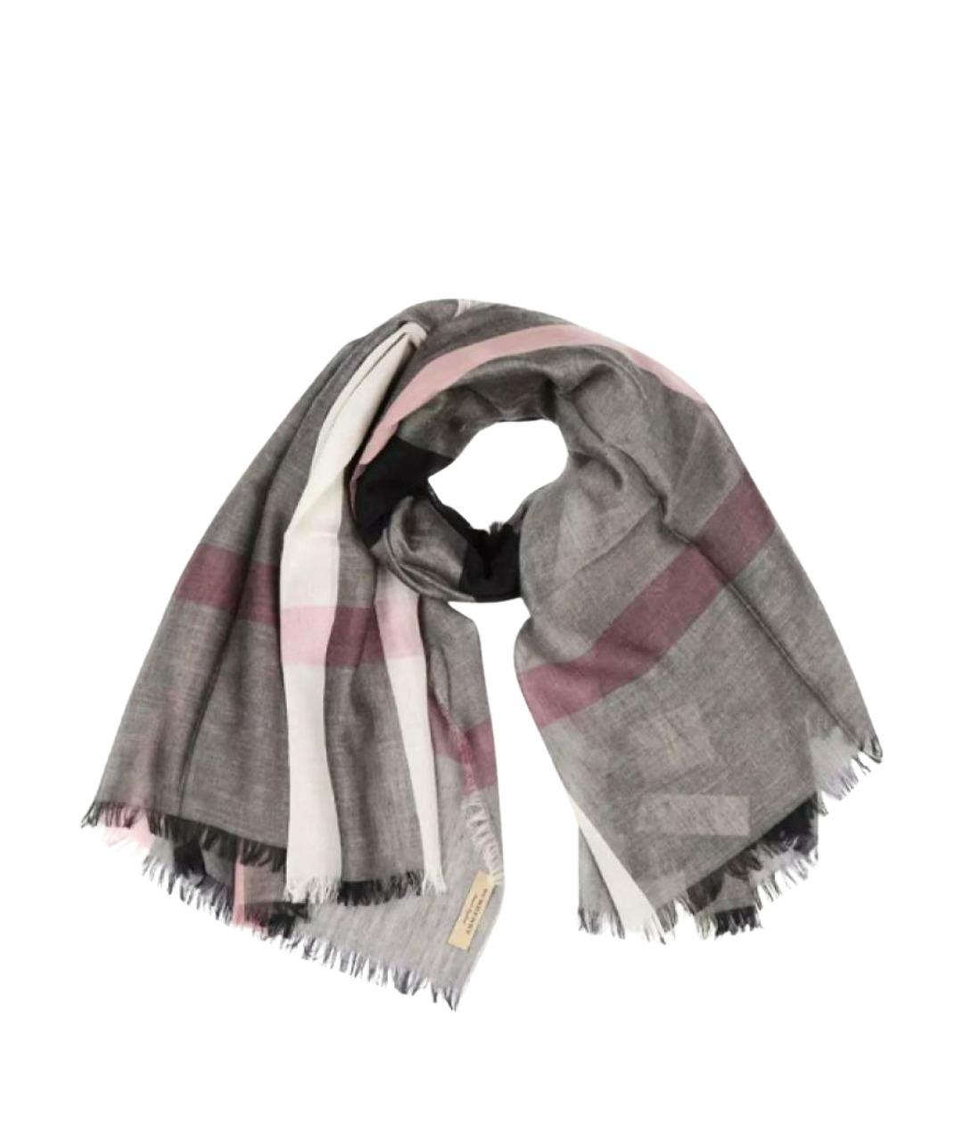 BURBERRY Серый шарф, фото 1
