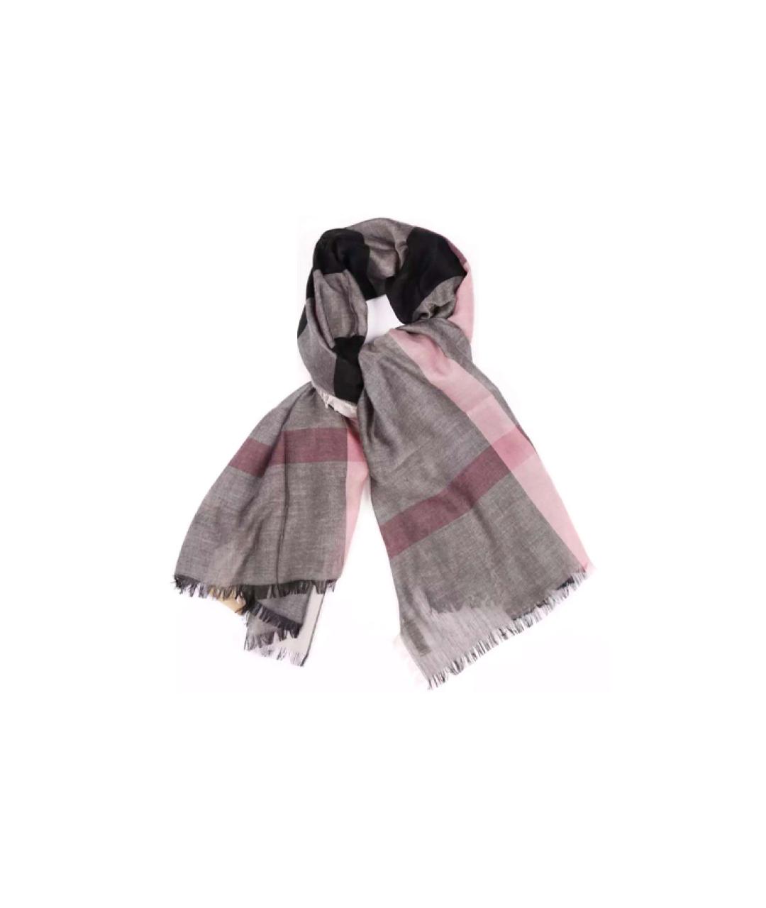 BURBERRY Серый шарф, фото 3