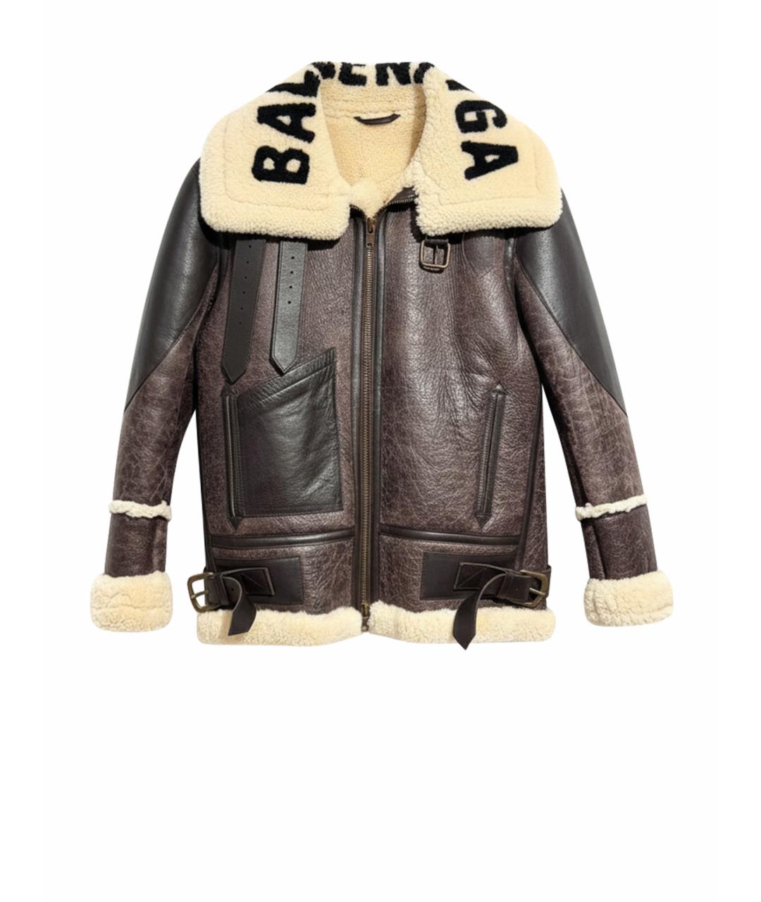 BALENCIAGA Коричневая кожаная дубленка, фото 1