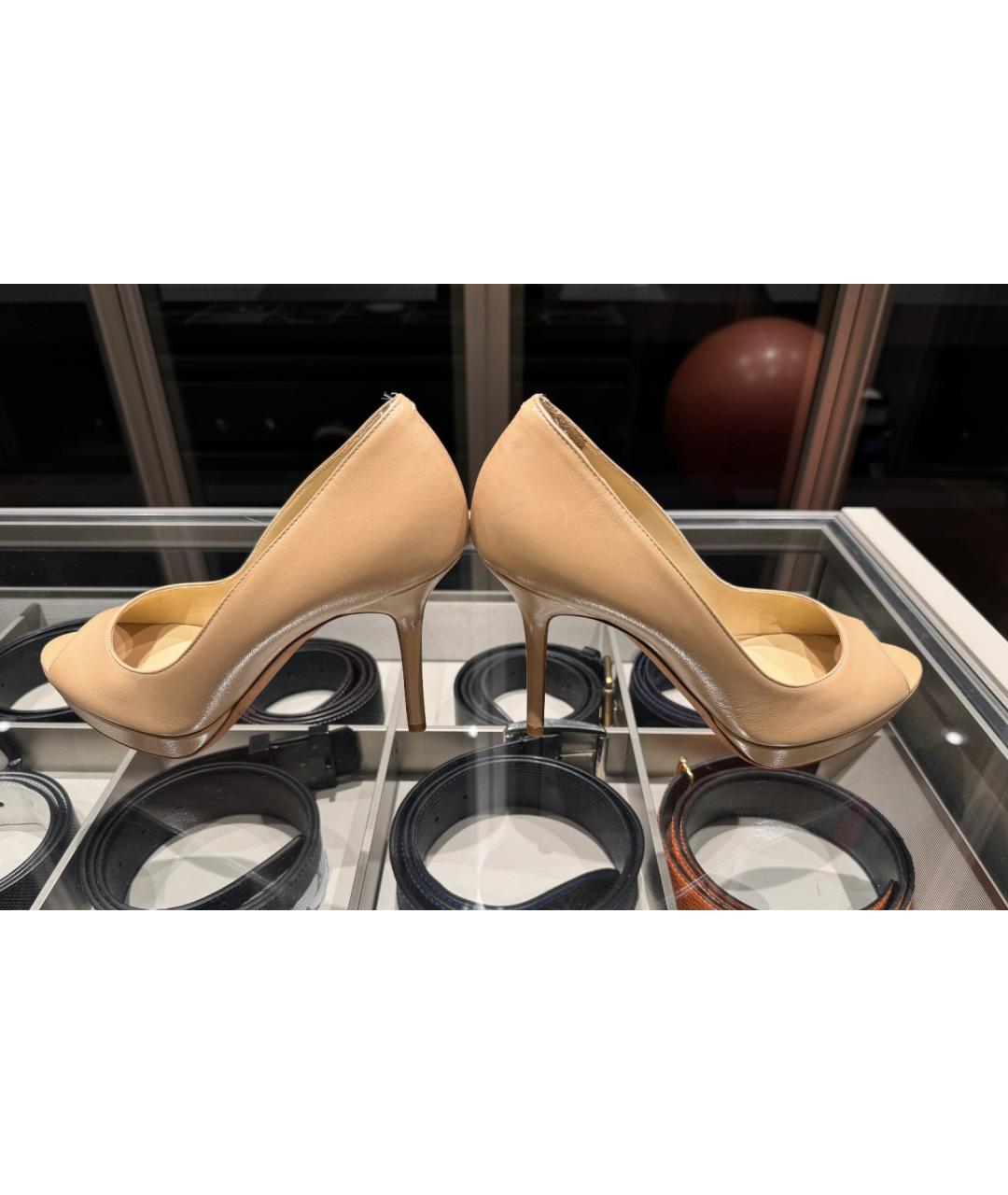 JIMMY CHOO Бежевые кожаные босоножки, фото 4