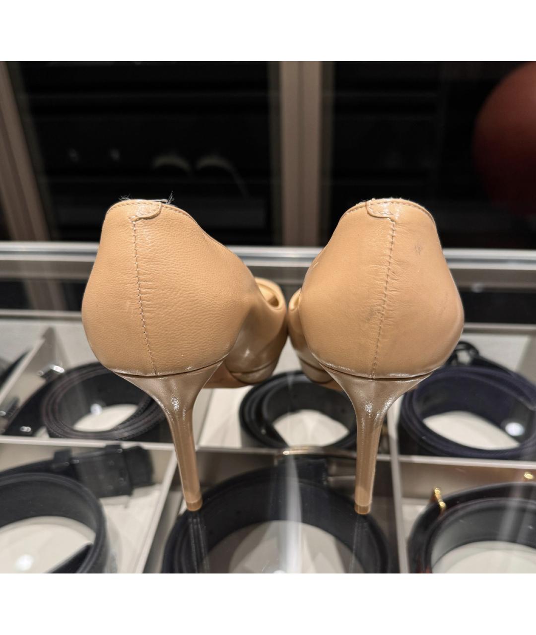 JIMMY CHOO Бежевые кожаные босоножки, фото 3