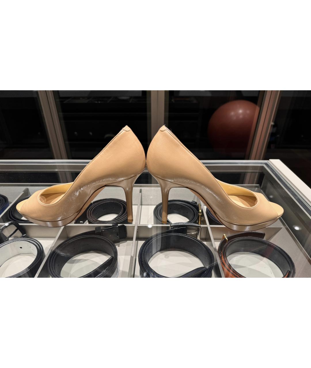 JIMMY CHOO Бежевые кожаные босоножки, фото 6