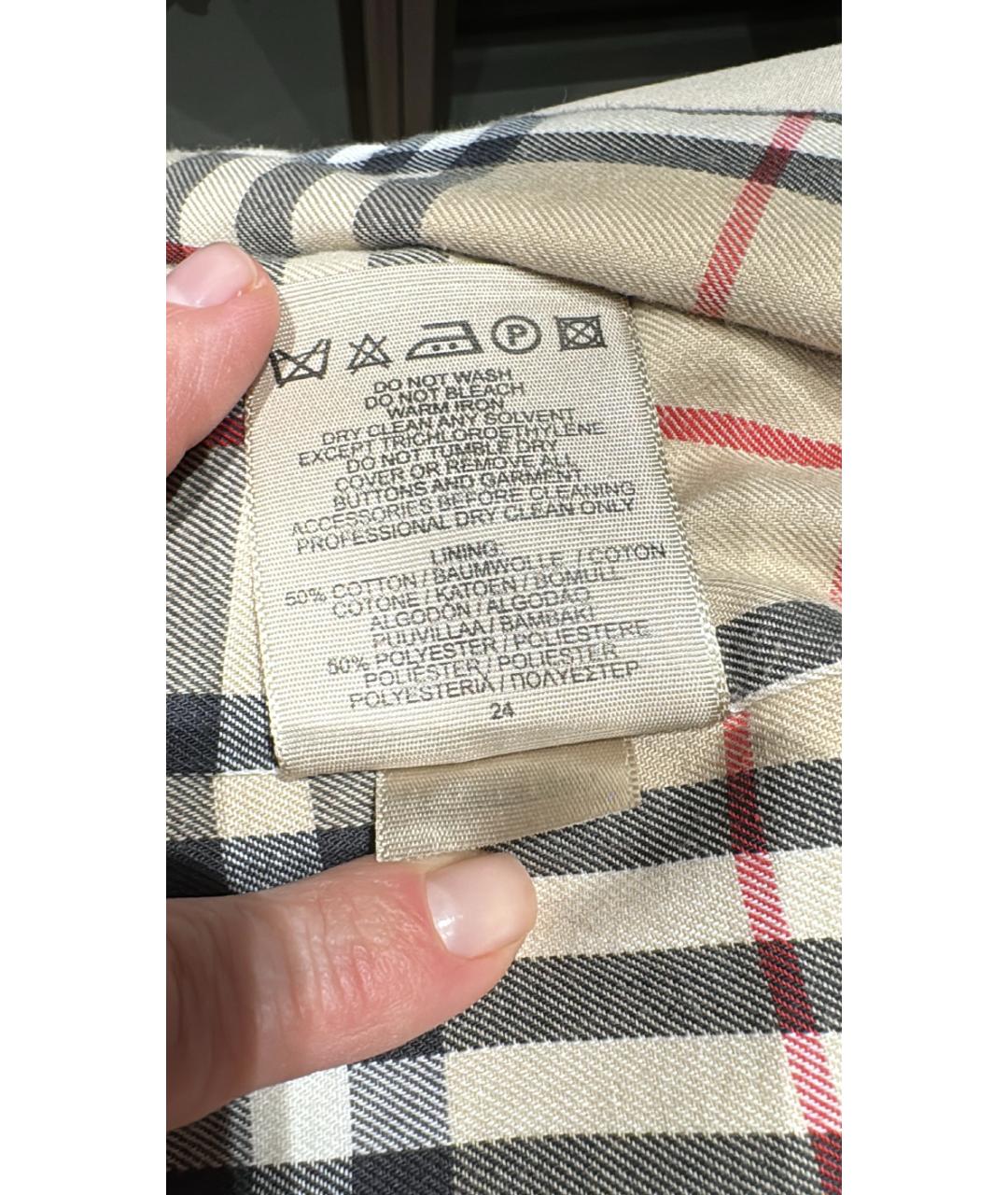 BURBERRY Бежевое полиэстеровое пальто, фото 5