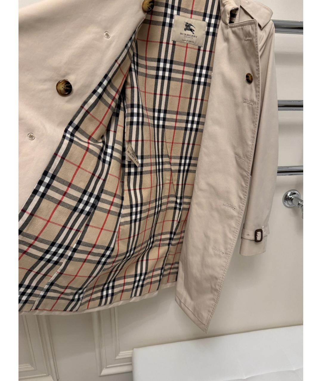 BURBERRY Бежевое полиэстеровое пальто, фото 6