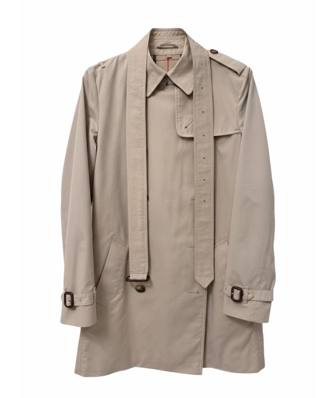 BURBERRY Бежевое полиэстеровое пальто, фото 1