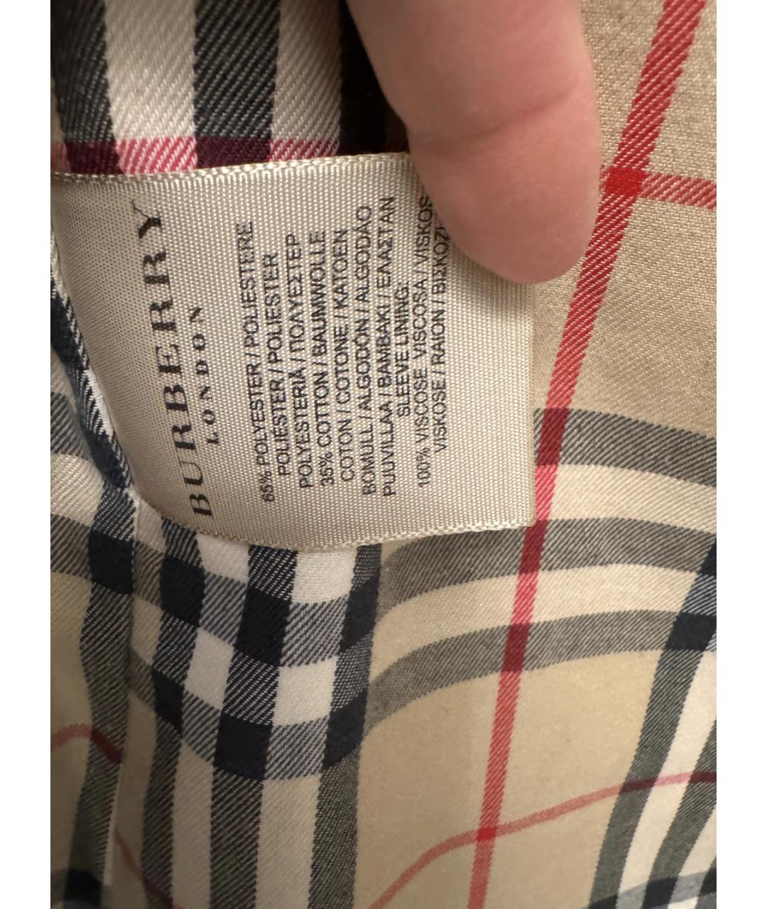 BURBERRY Бежевое полиэстеровое пальто, фото 4