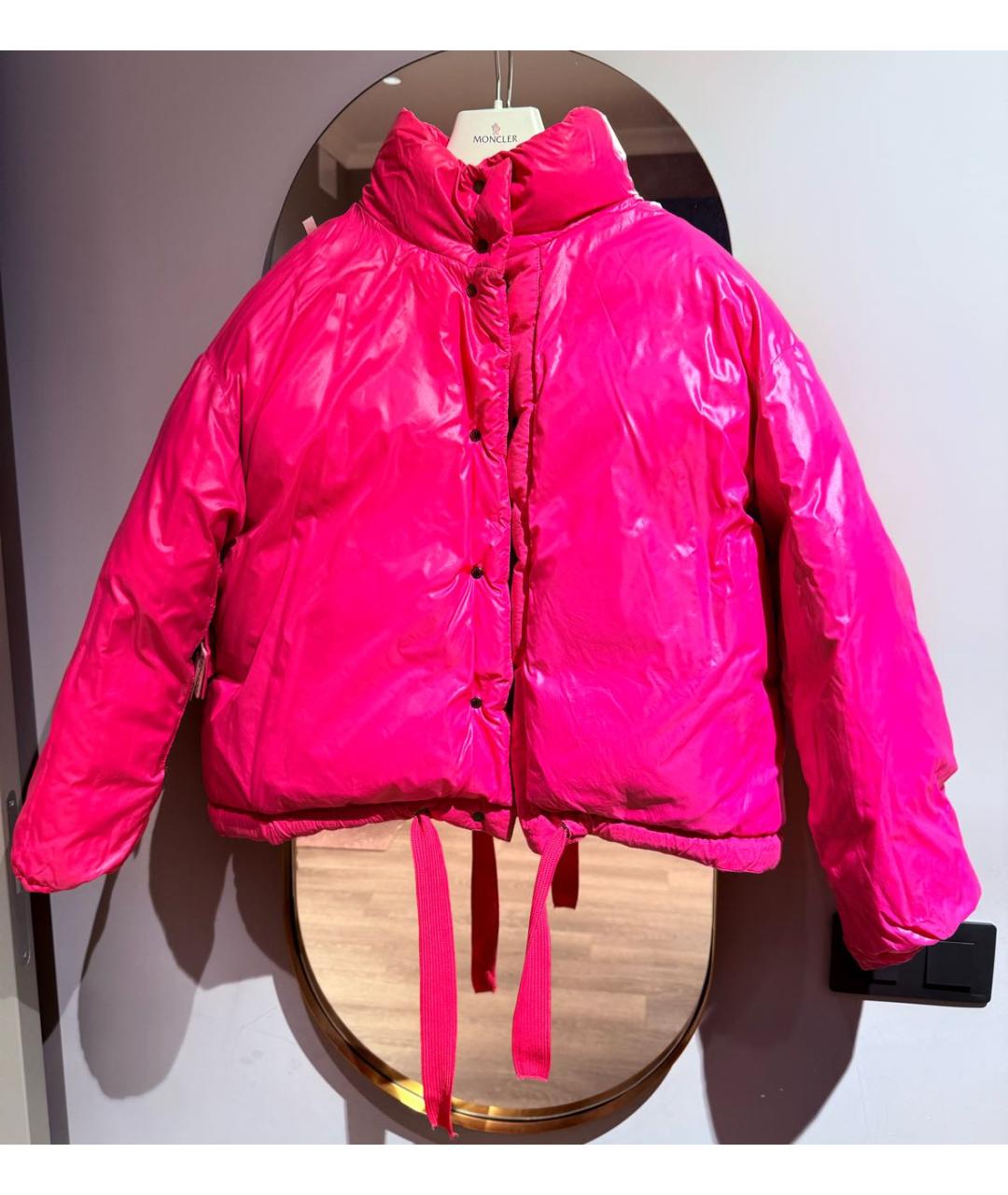 MONCLER Розовый полиэстеровый пуховик, фото 5