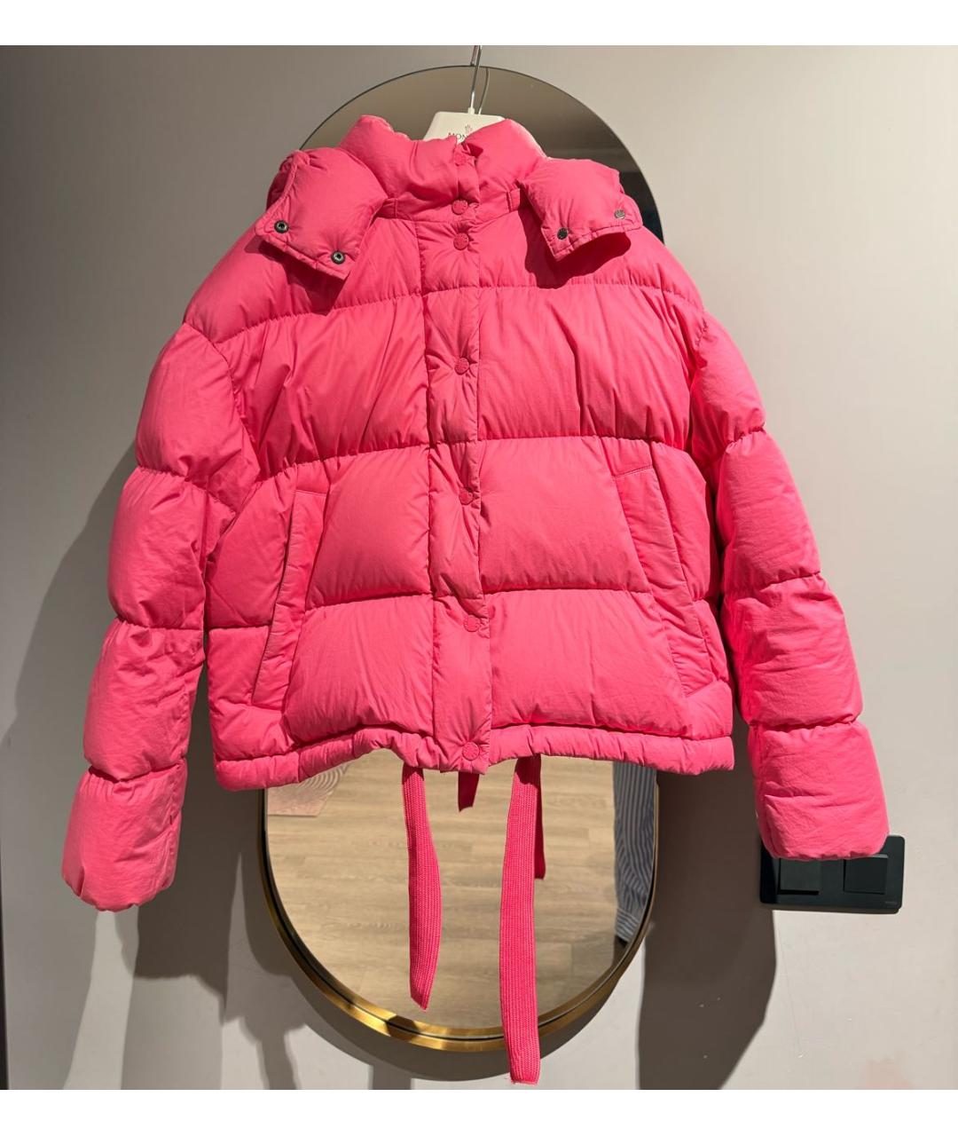 MONCLER Розовый полиэстеровый пуховик, фото 8