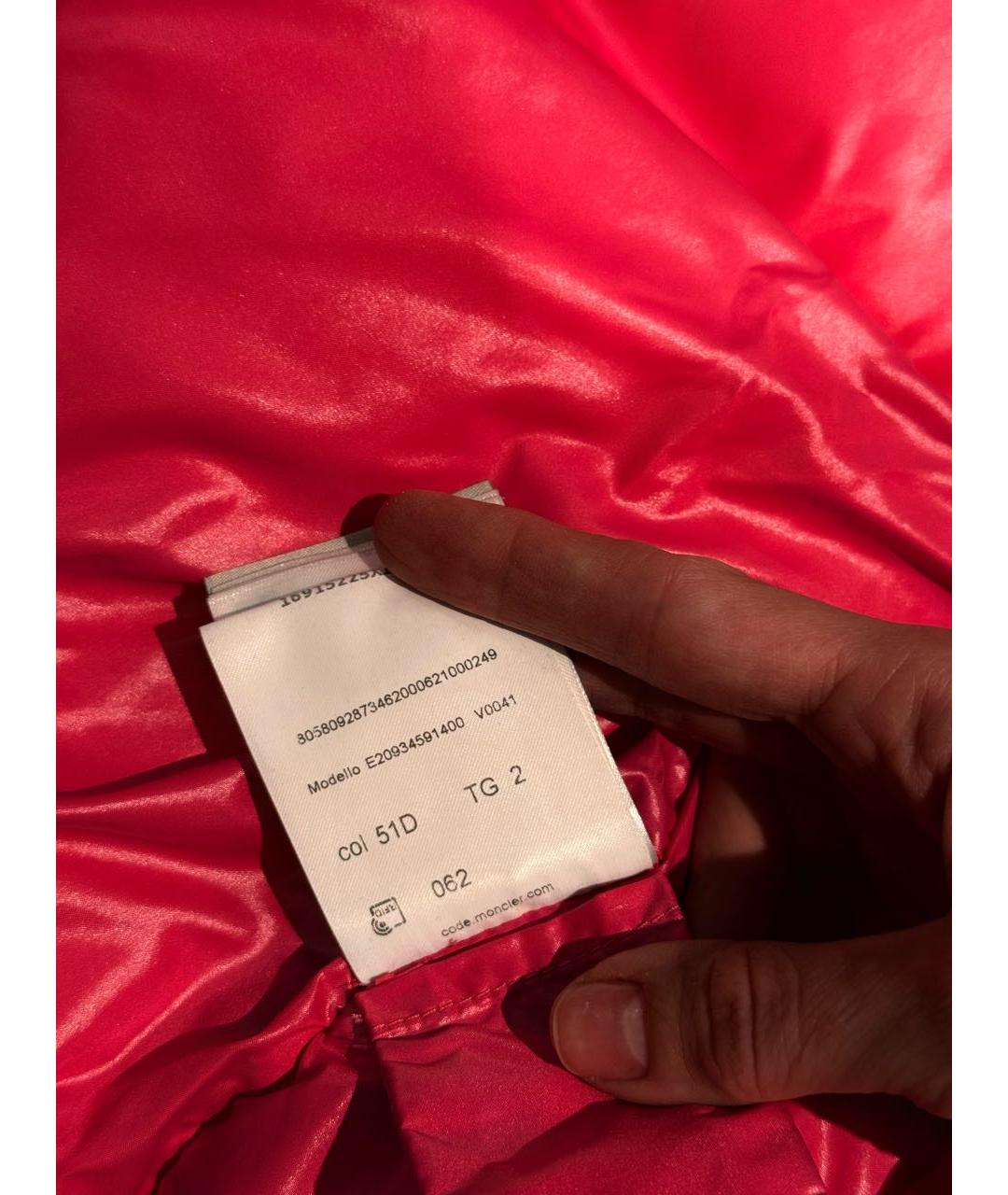 MONCLER Розовый полиэстеровый пуховик, фото 3