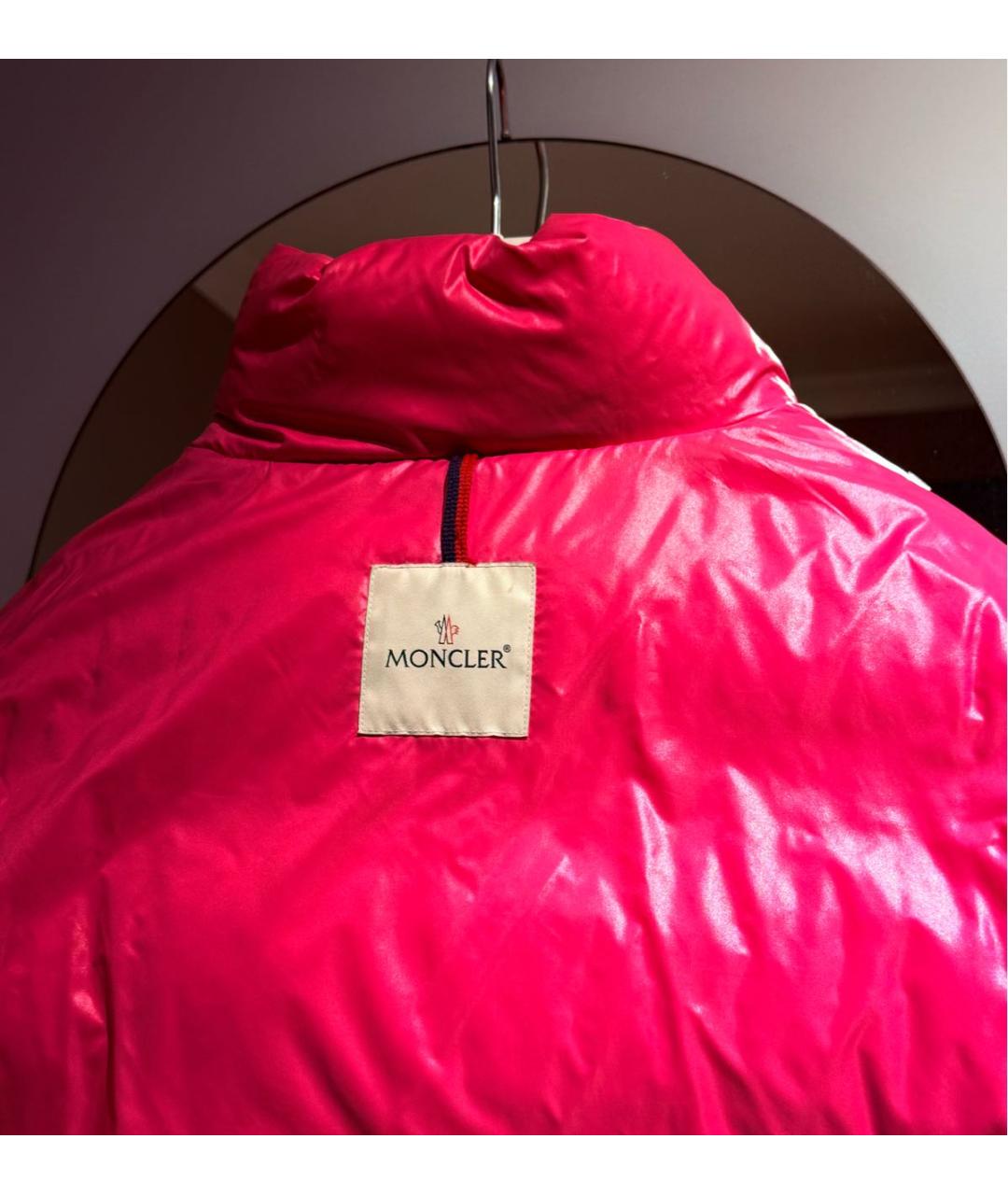 MONCLER Розовый полиэстеровый пуховик, фото 4