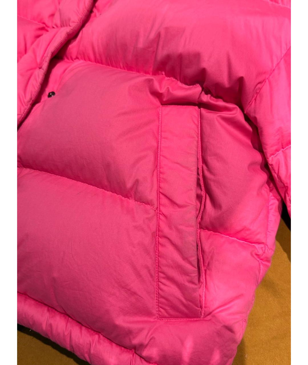 MONCLER Розовый полиэстеровый пуховик, фото 7