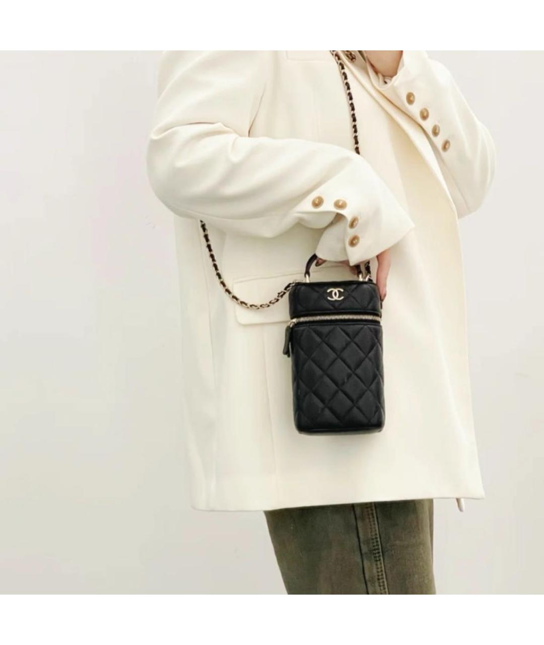 CHANEL Черная кожаная сумка через плечо, фото 6