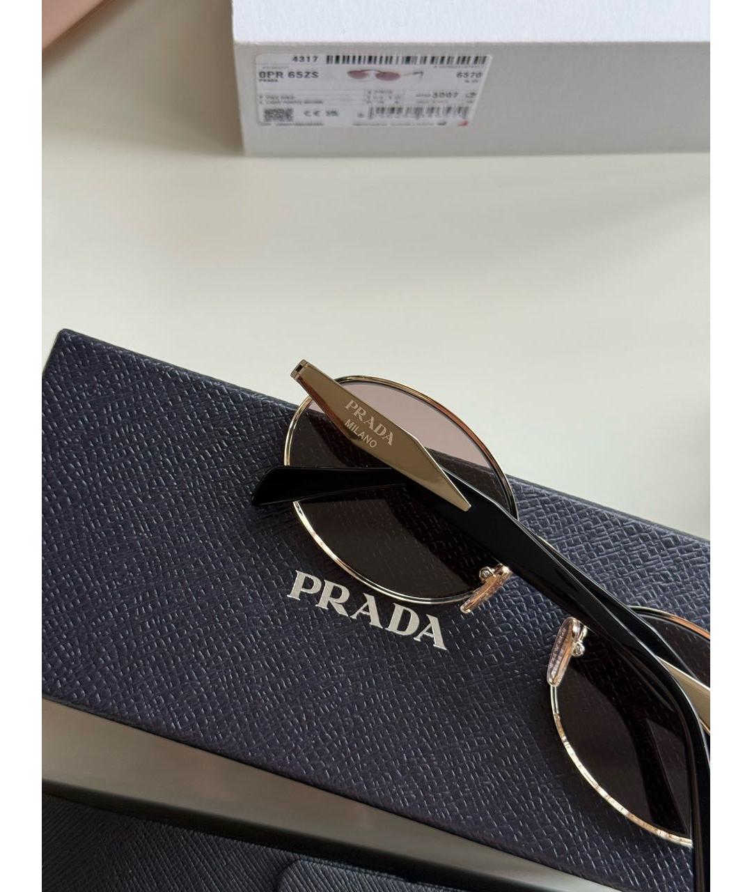 PRADA Золотые металлические солнцезащитные очки, фото 4