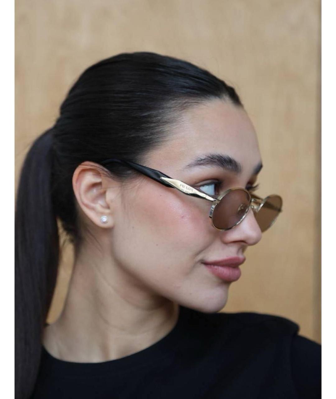 PRADA Золотые металлические солнцезащитные очки, фото 7