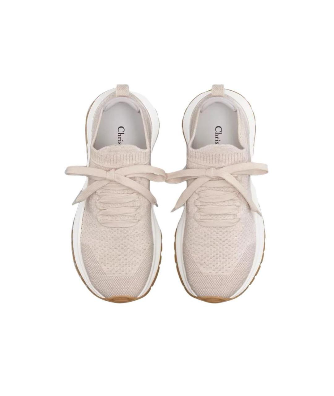 CHRISTIAN DIOR Бежевые текстильные кроссовки, фото 2