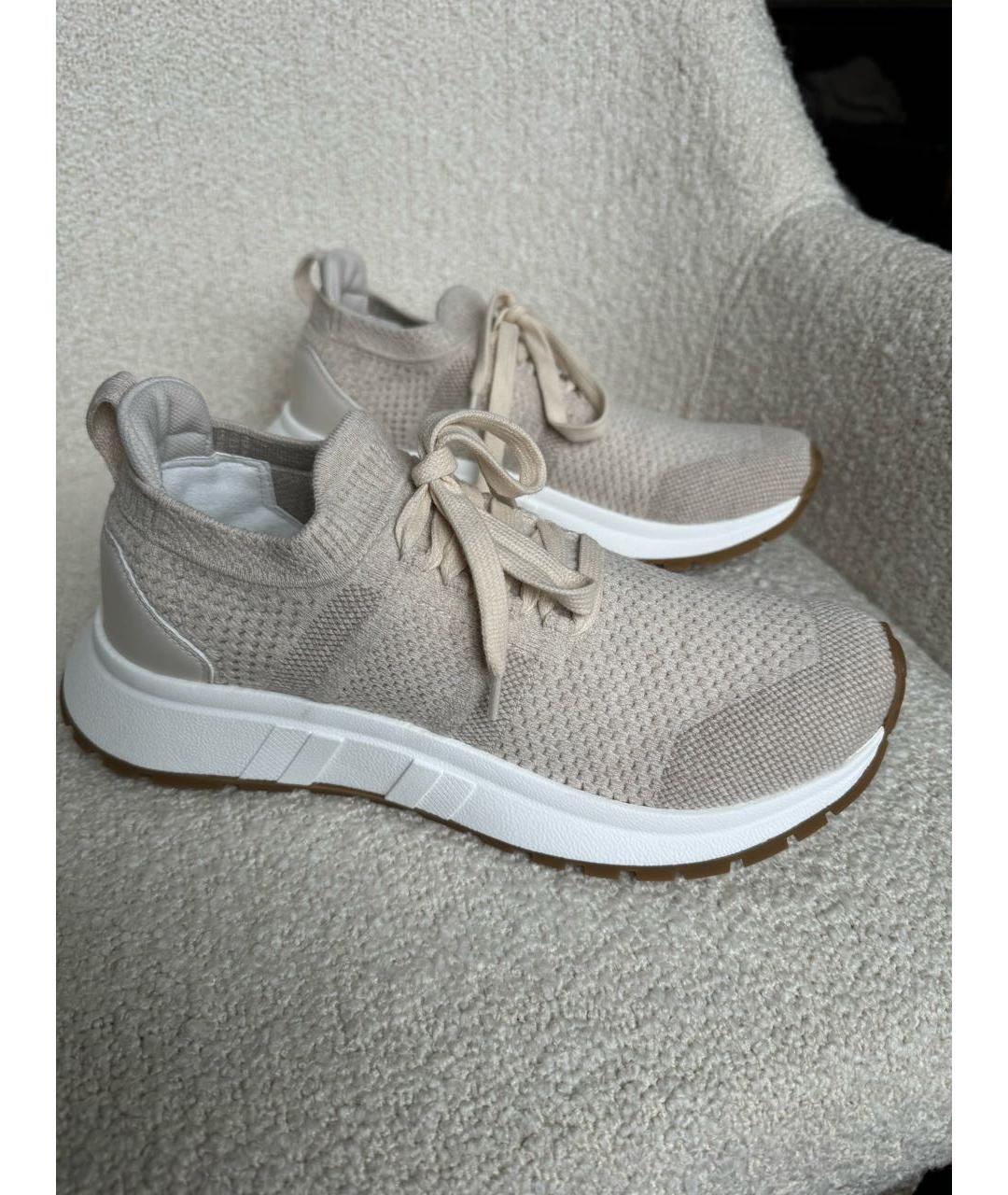 CHRISTIAN DIOR Бежевые текстильные кроссовки, фото 5