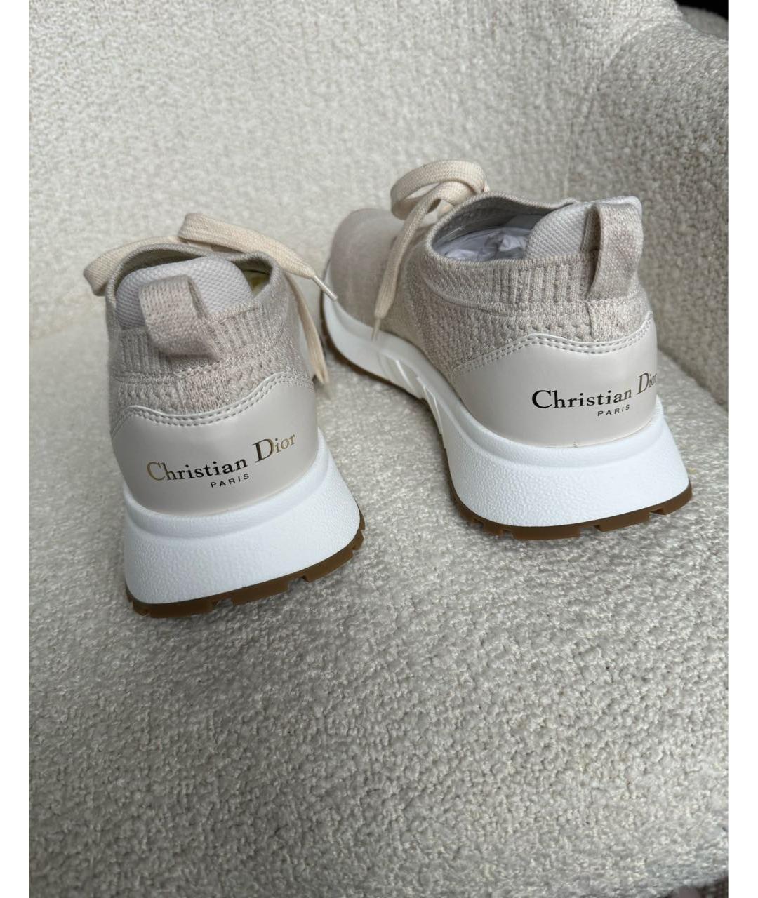 CHRISTIAN DIOR Бежевые текстильные кроссовки, фото 4