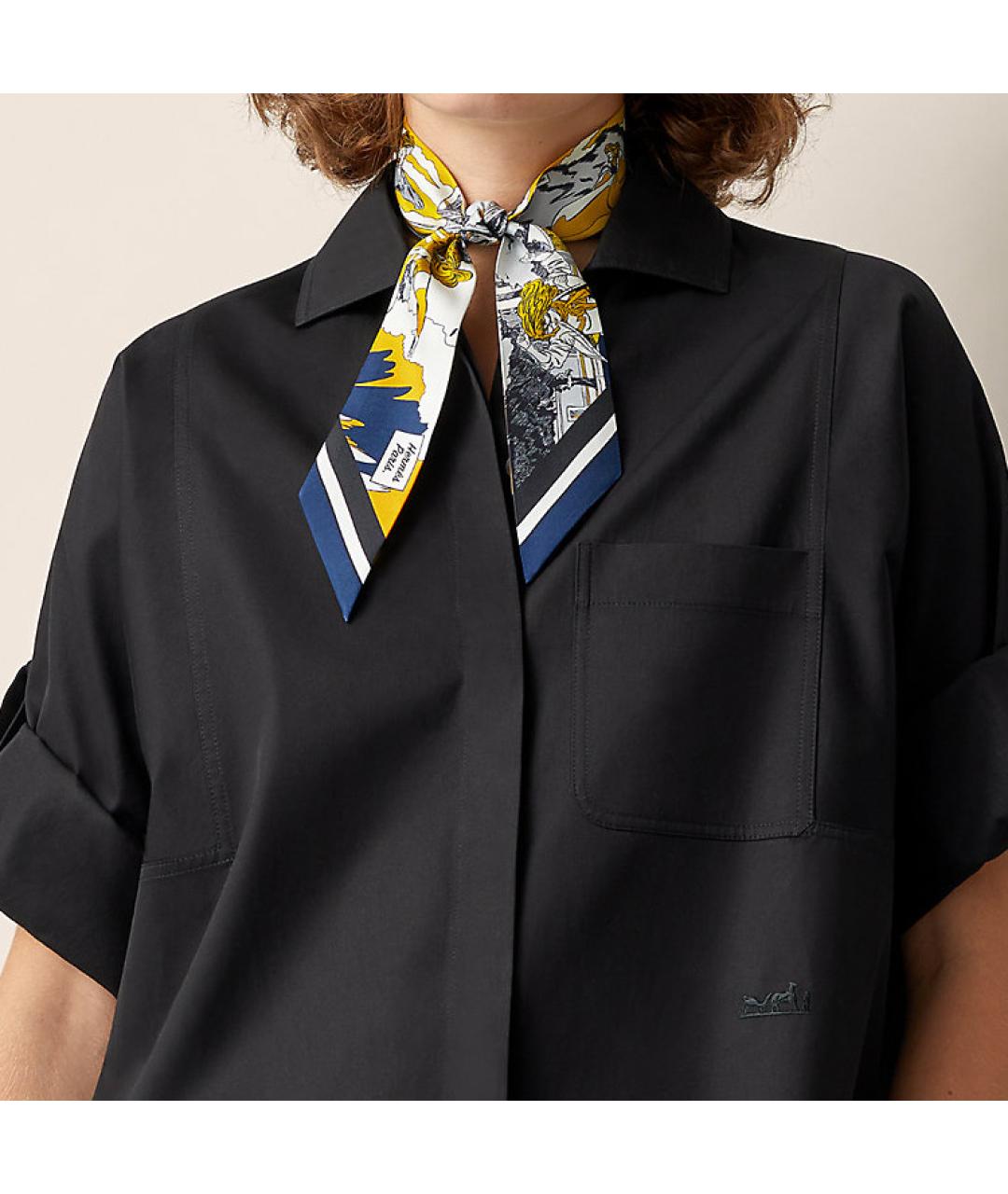 HERMES Желтый шелковый шарф, фото 2