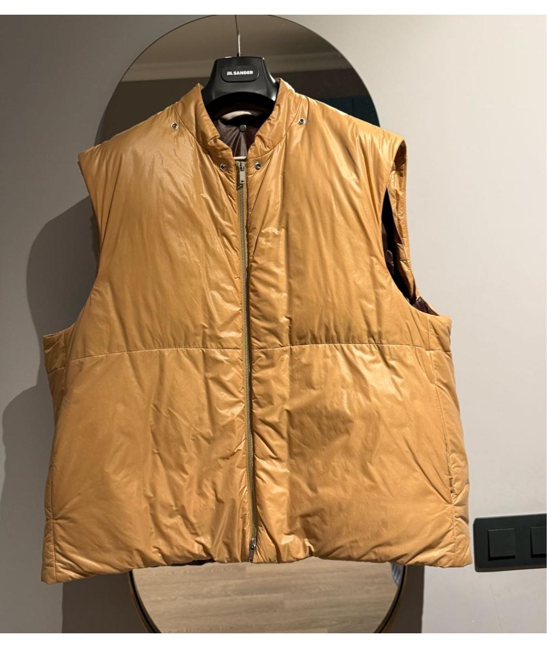 JIL SANDER Бежевый полиэстеровый пуховик, фото 4