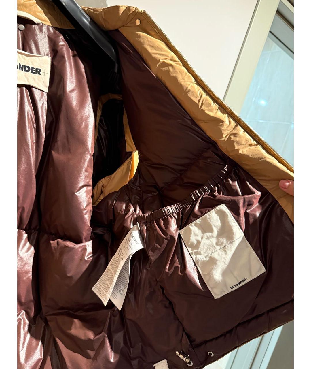 JIL SANDER Бежевый полиэстеровый пуховик, фото 6