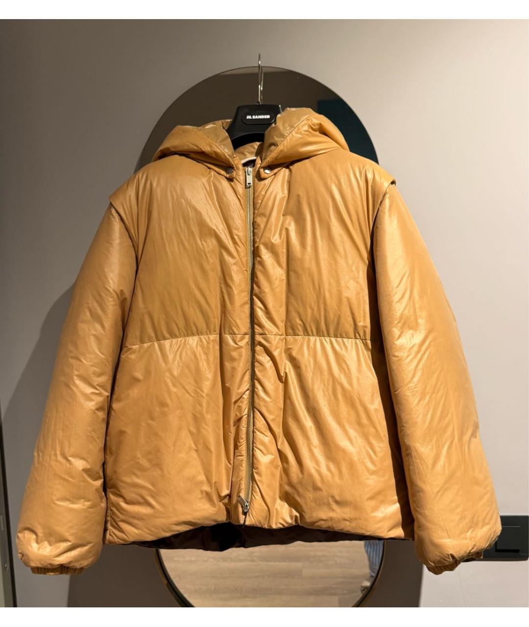 JIL SANDER Бежевый полиэстеровый пуховик, фото 9