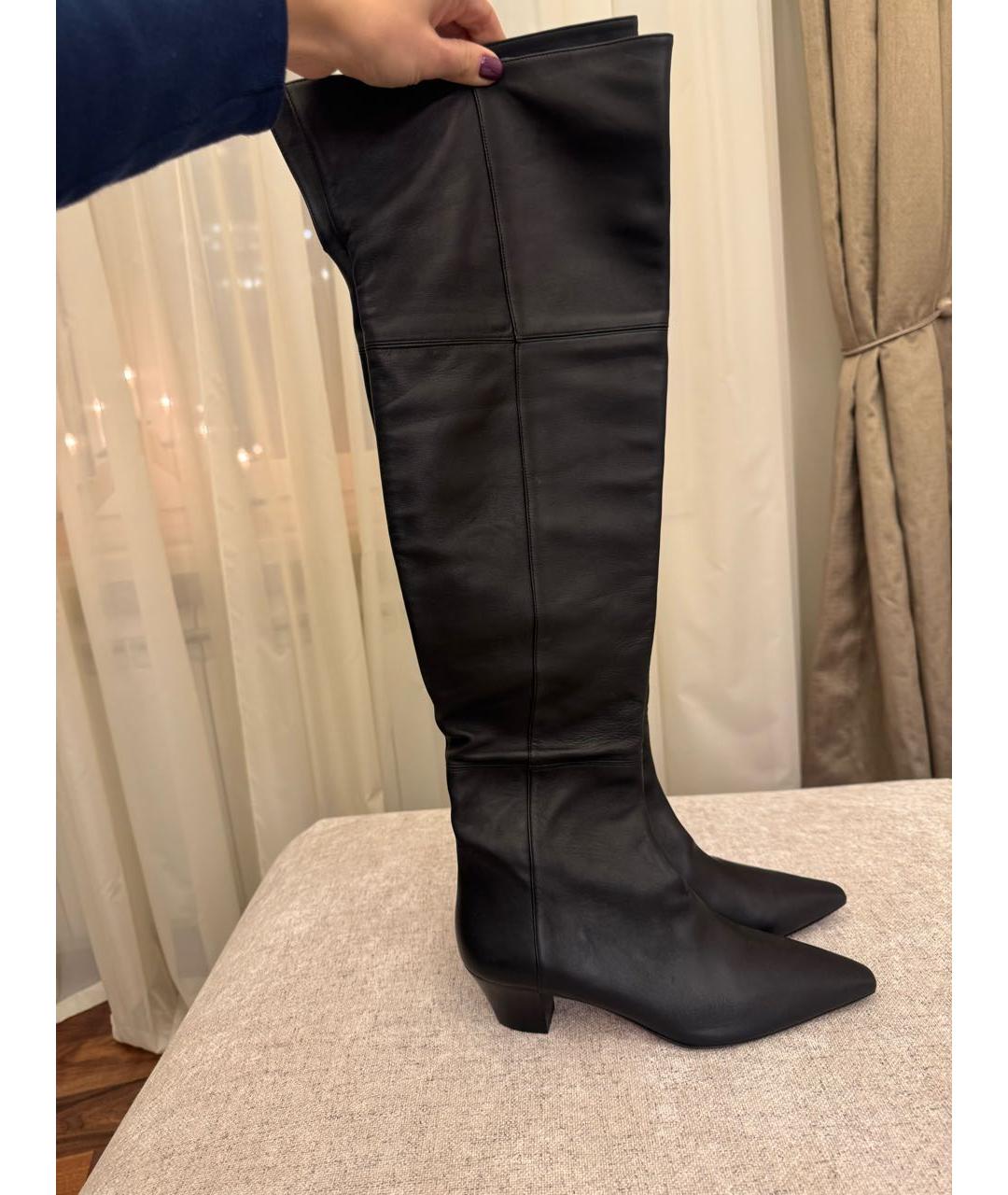 AQUAZZURA Черные кожаные ботфорты, фото 5