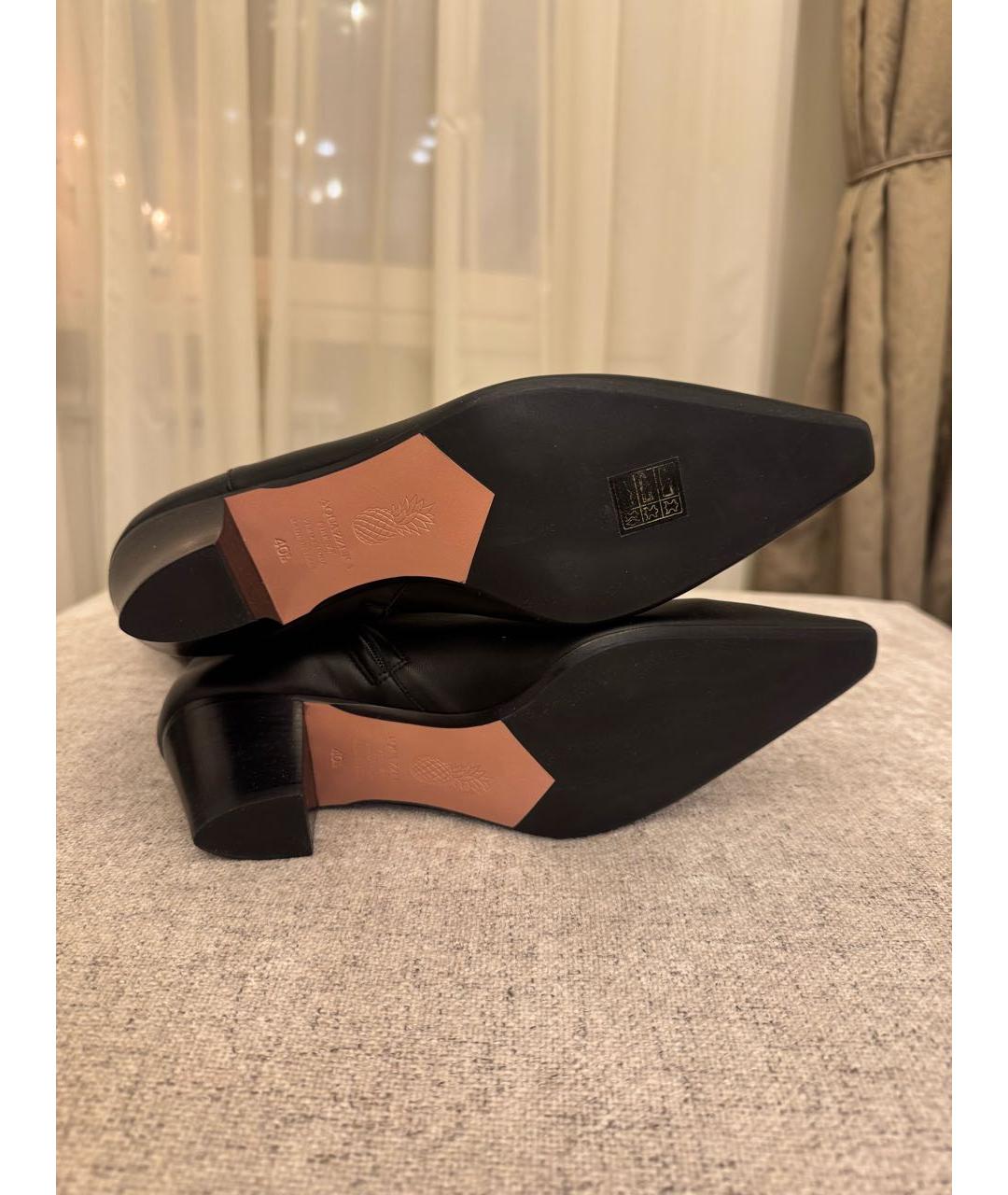 AQUAZZURA Черные кожаные ботфорты, фото 4