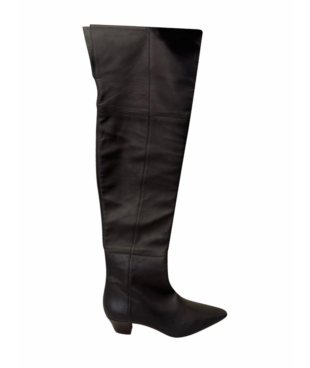 AQUAZZURA Черные кожаные ботфорты, фото 1