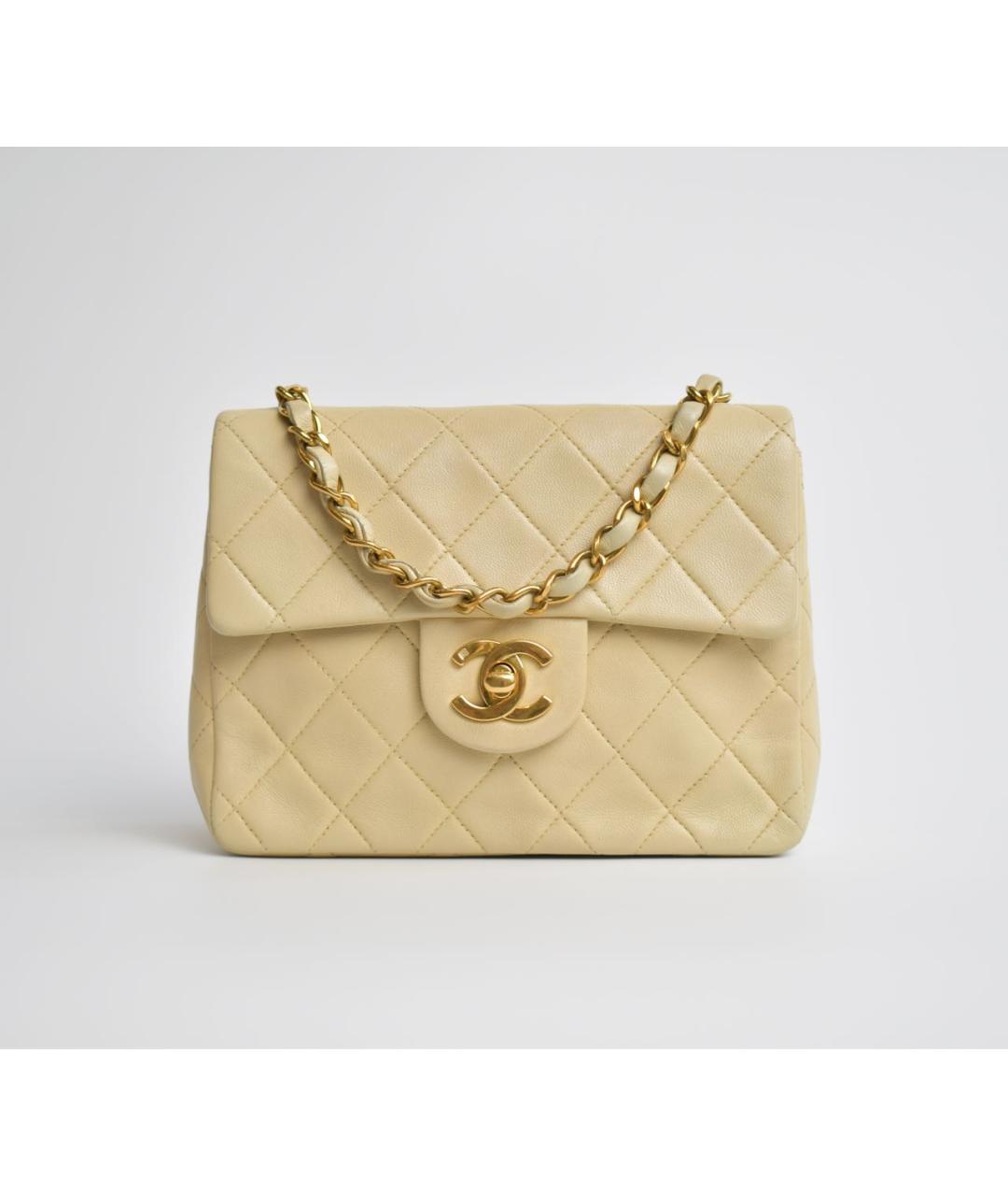 CHANEL Бежевая кожаная сумка через плечо, фото 9