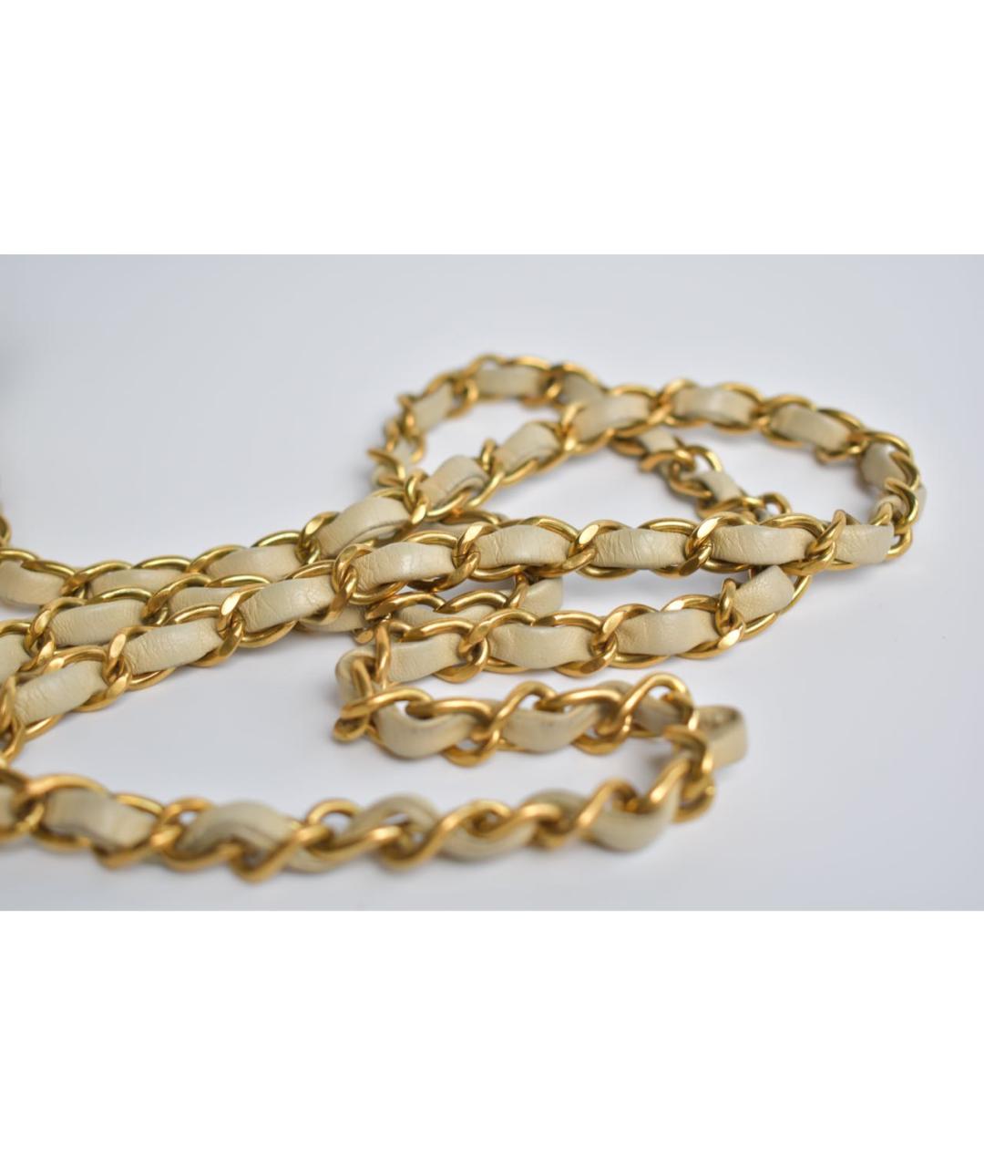 CHANEL Бежевая кожаная сумка через плечо, фото 8