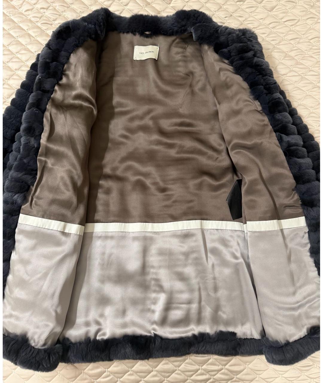 YVES SALOMON Темно-синяя меховая шуба, фото 3