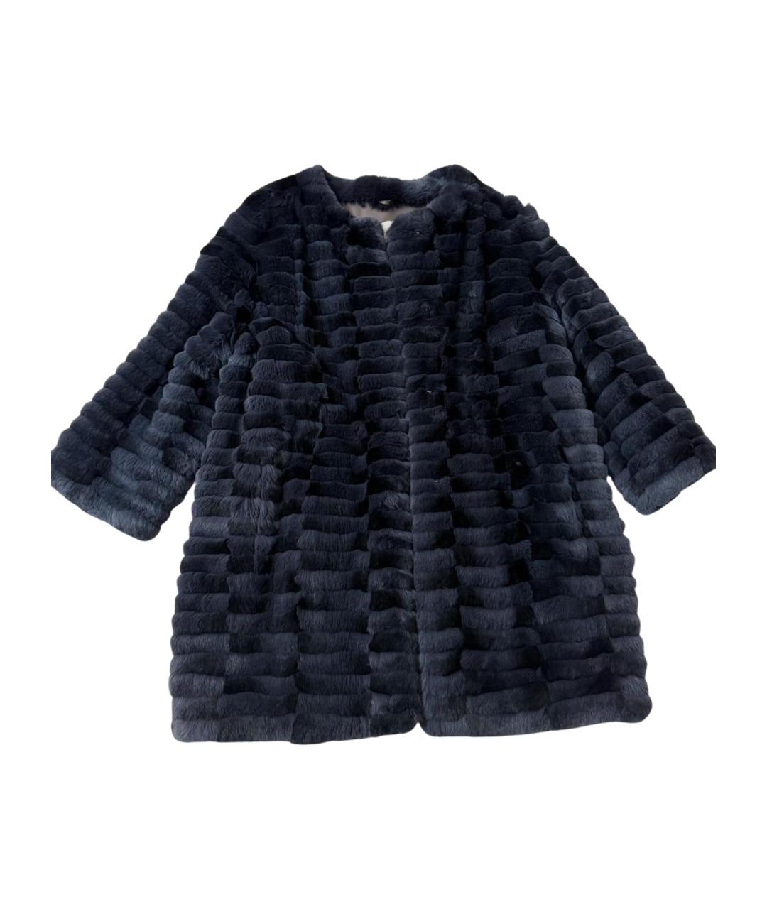 YVES SALOMON Темно-синяя меховая шуба, фото 1