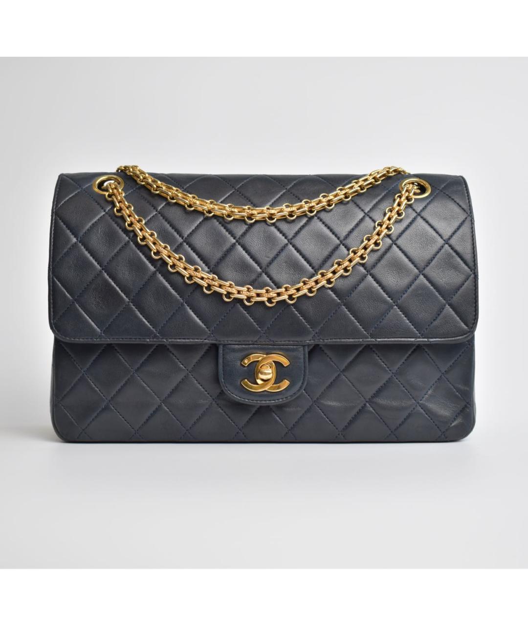 CHANEL Темно-синяя кожаная сумка через плечо, фото 9