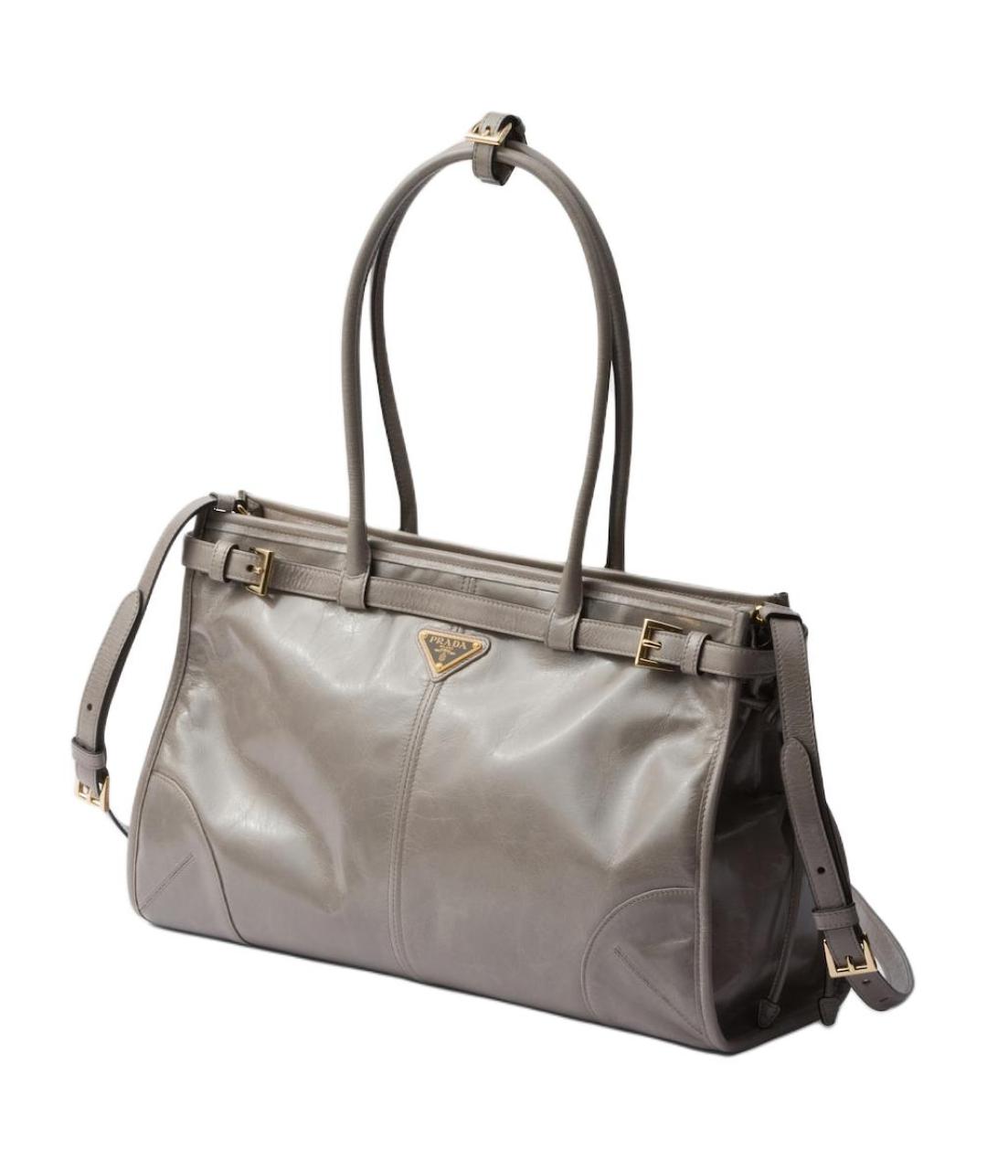 PRADA Серая кожаная сумка через плечо, фото 2