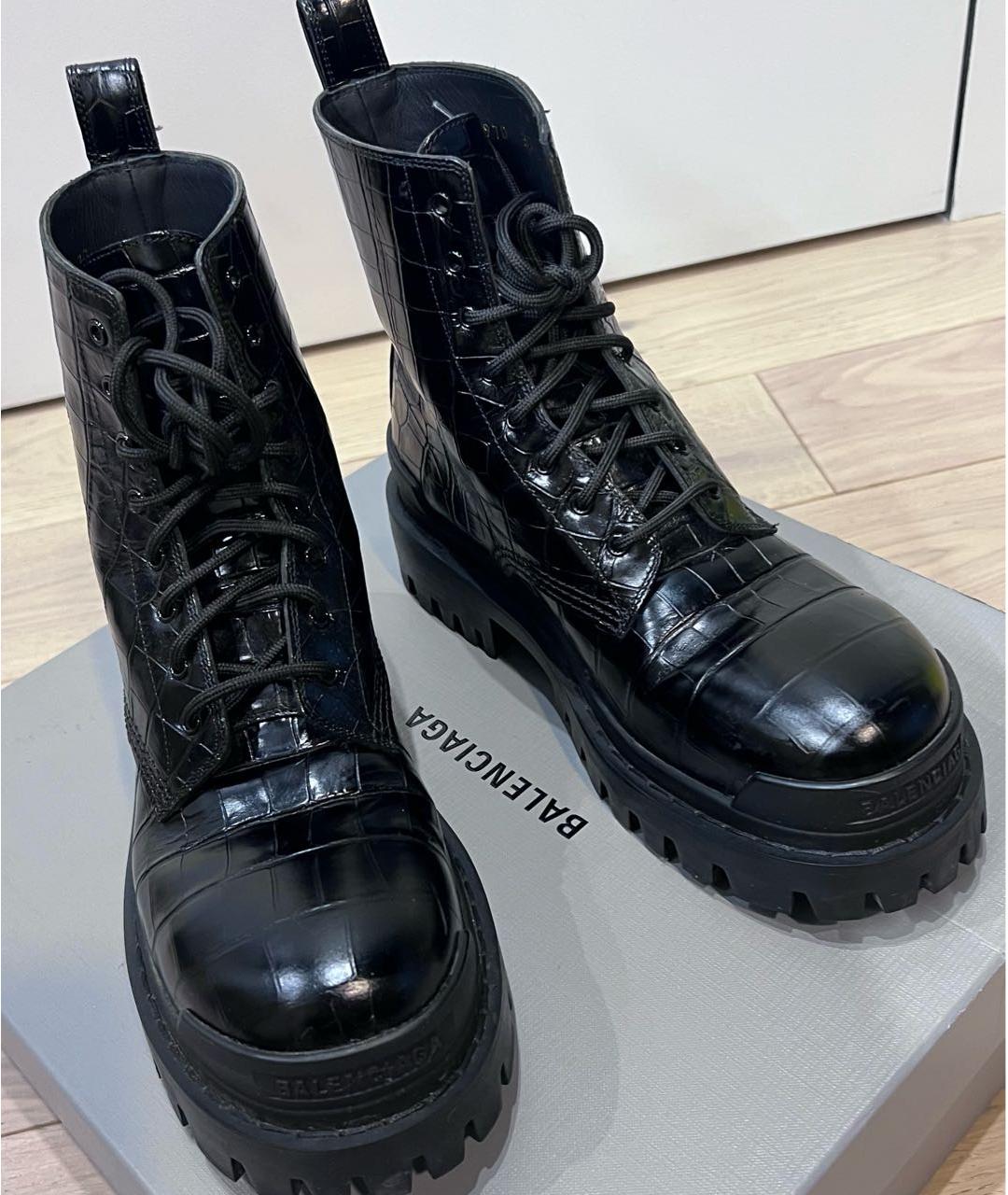 BALENCIAGA Черные кожаные ботинки, фото 2