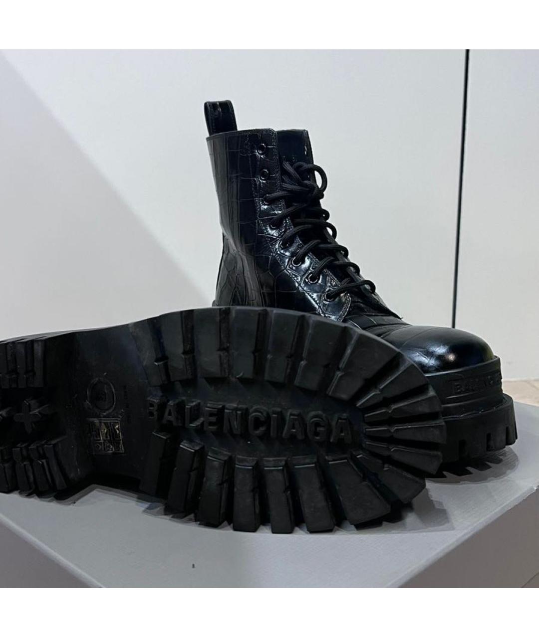 BALENCIAGA Черные кожаные ботинки, фото 4