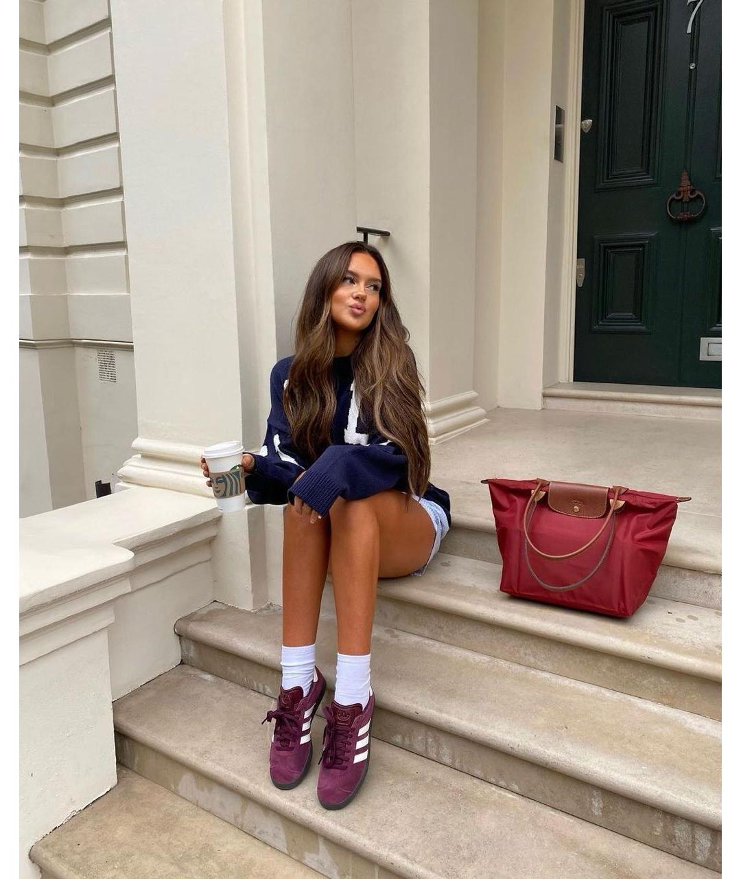 LONGCHAMP Бордовая тканевая сумка с короткими ручками, фото 7