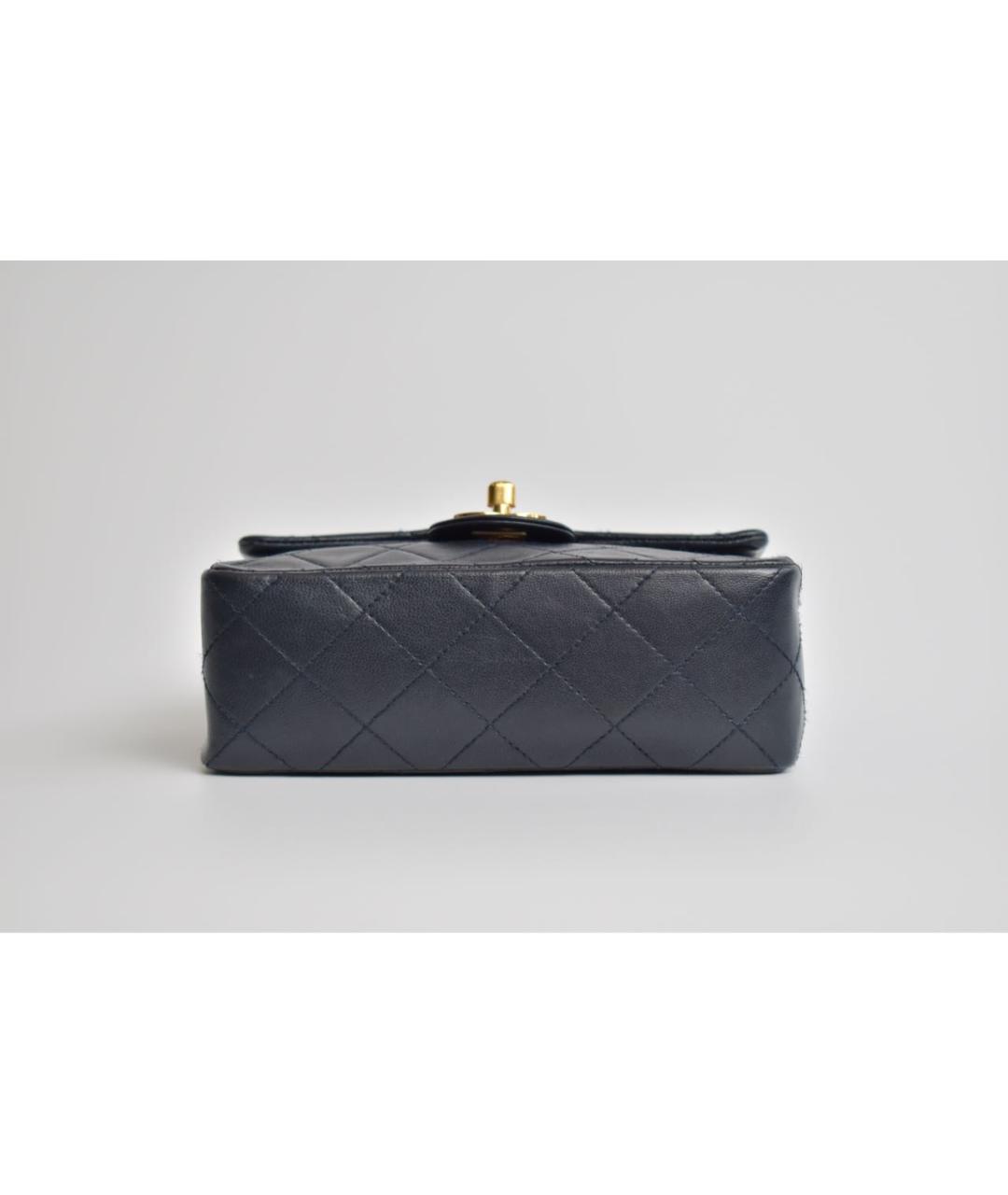 CHANEL Темно-синяя кожаная сумка через плечо, фото 5