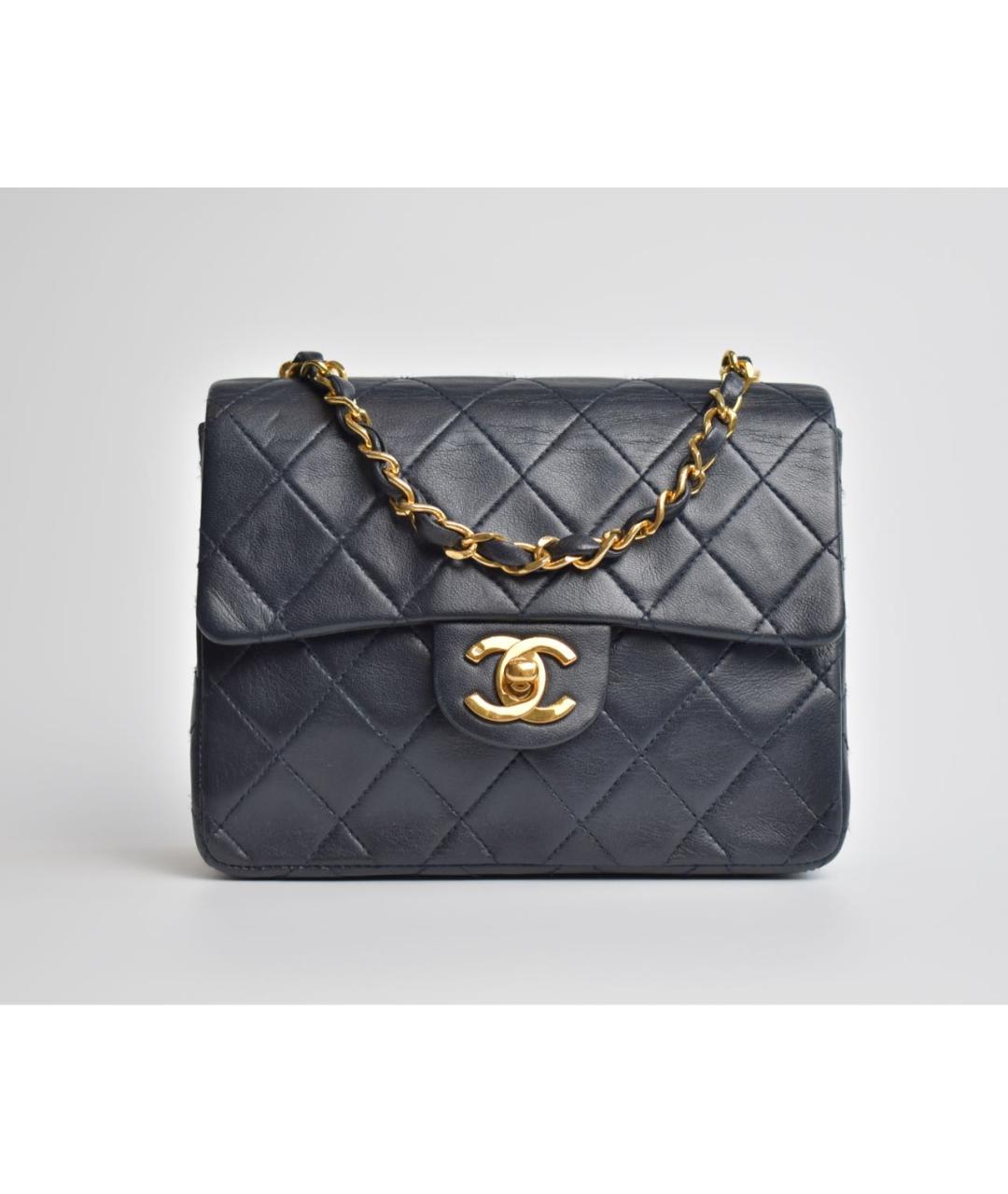 CHANEL Темно-синяя кожаная сумка через плечо, фото 9