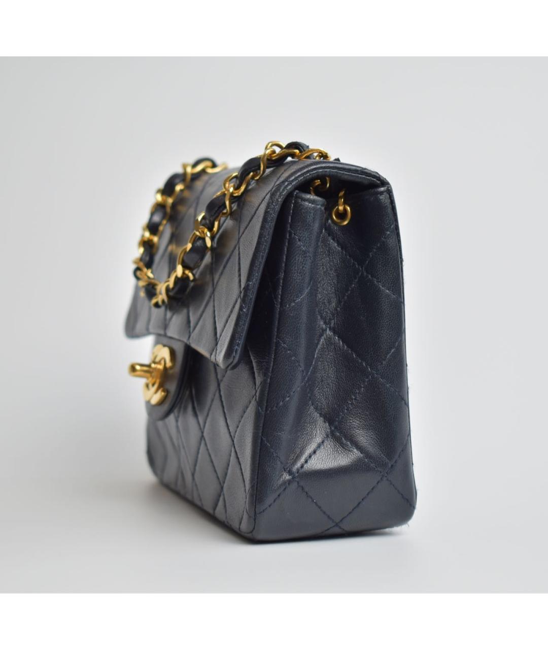 CHANEL Темно-синяя кожаная сумка через плечо, фото 2