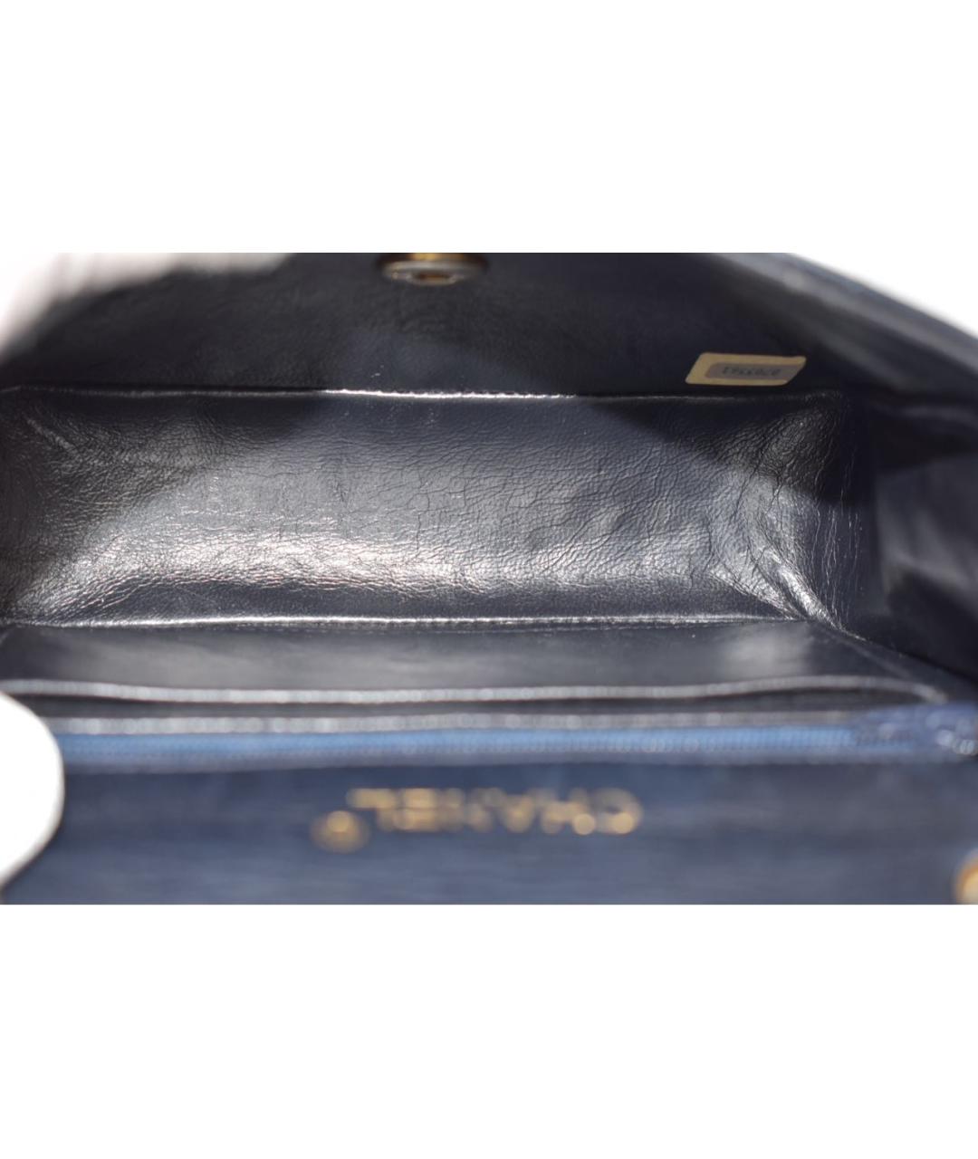 CHANEL Темно-синяя кожаная сумка через плечо, фото 4