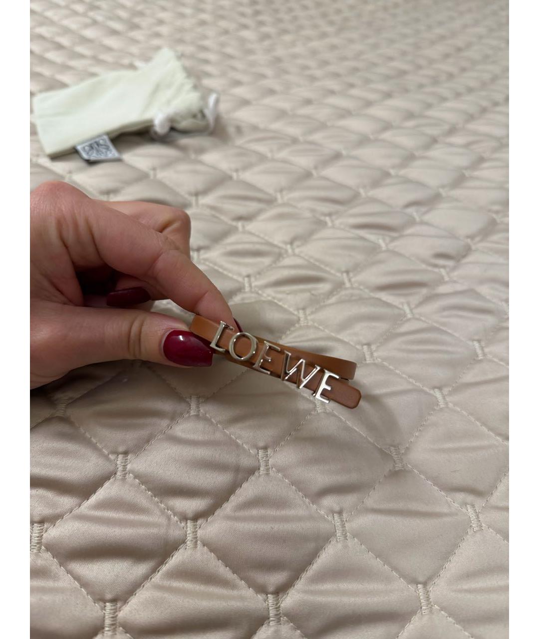 LOEWE Коричневый кожаный браслет, фото 4